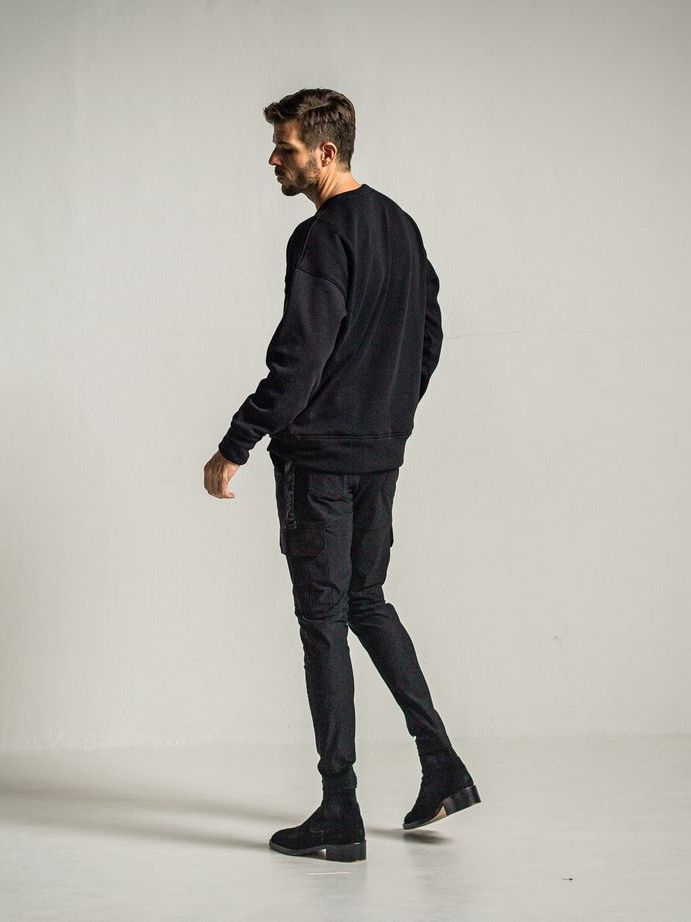 《予約9月1日18時締め》 RC chenille velours fleece drop trainer  / ルーズトレーナー / ブラック