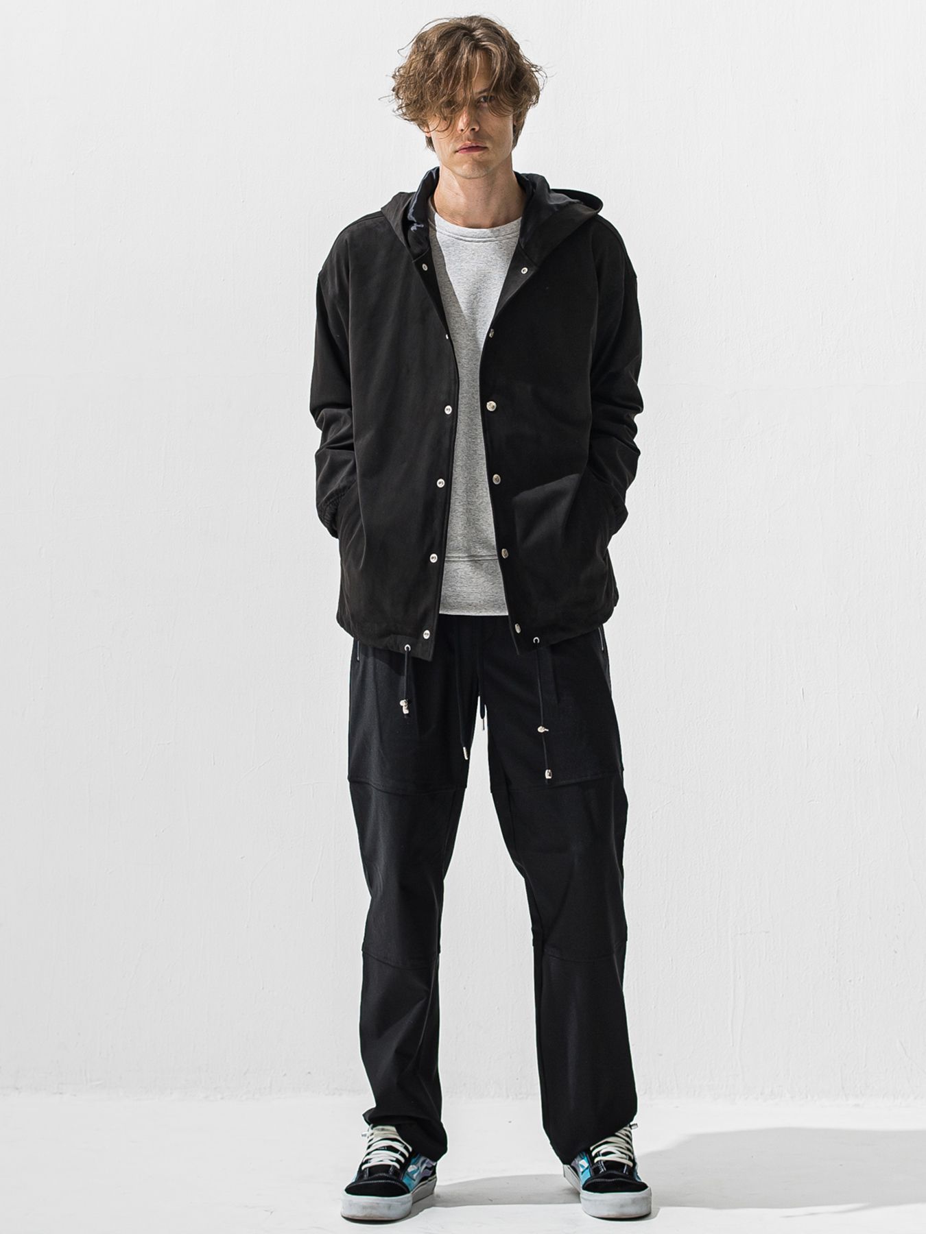 【予約品 9月6日(日) 締切】PIN ST RC VELOURS FLEECE DROP TRAINER / ピンストライプロゴ 裏起毛 ルーズトレーナー / グレー