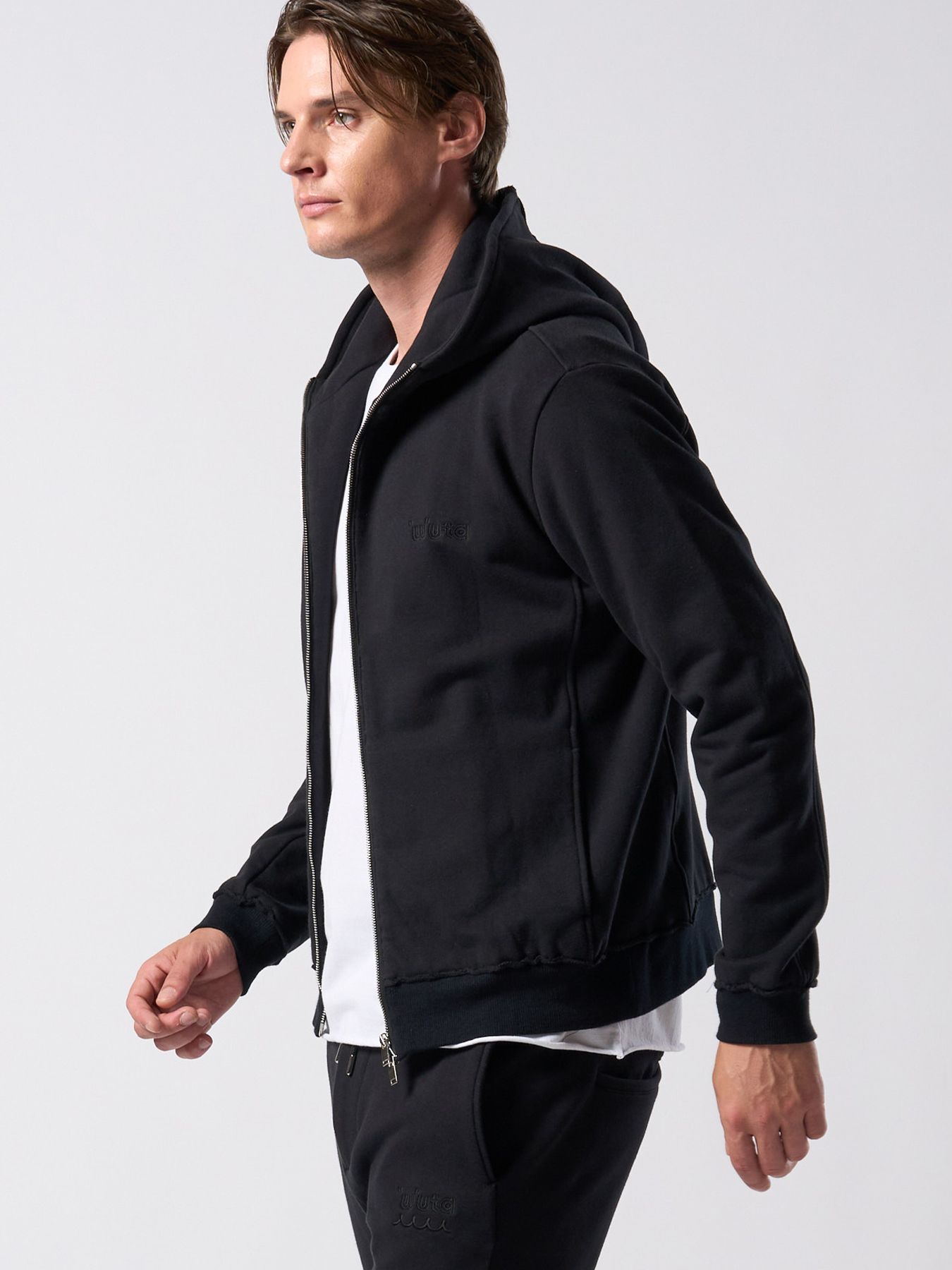 【予約品】muta × wjk collection：super urake zip-up parka / 裏毛ジップアップフーディ / ブラック