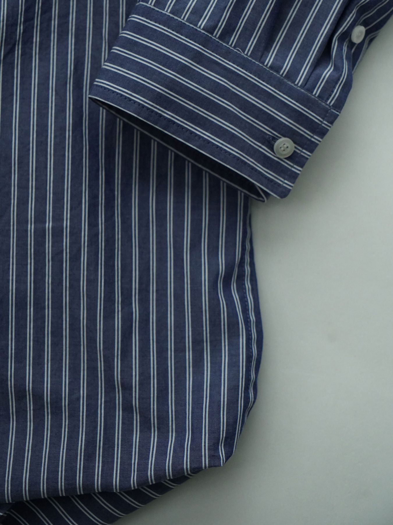 【予約品 10月26日(日) 締切】DOUBLESHIRT / レイヤード ストライプシャツ / NAVY.st