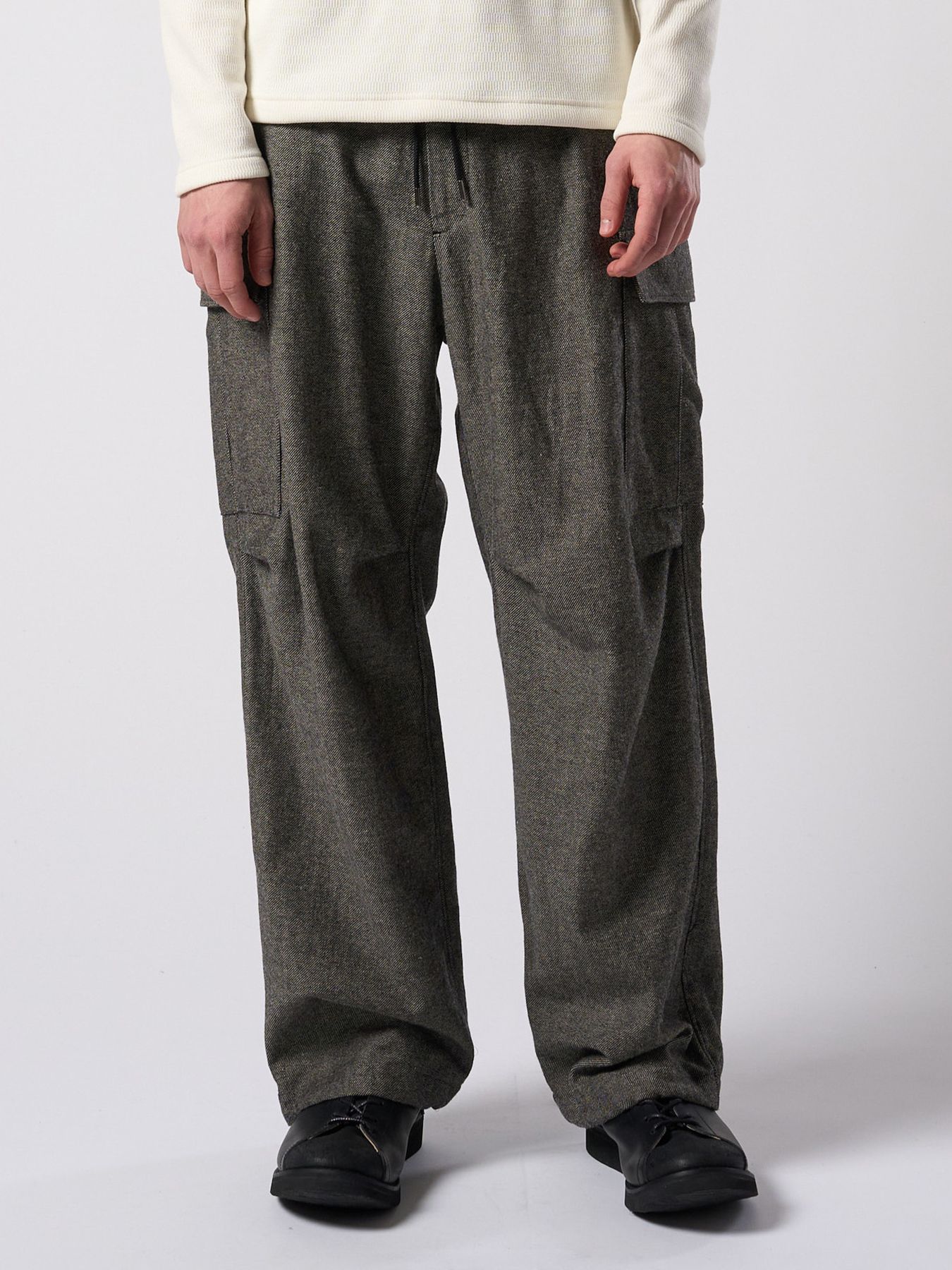 【予約品 4月19日(日) 18時締切】natural blend wool easy cargo / ナチュラルブレンドウール イージーカーゴパンツ / ナチュラル×ブラック