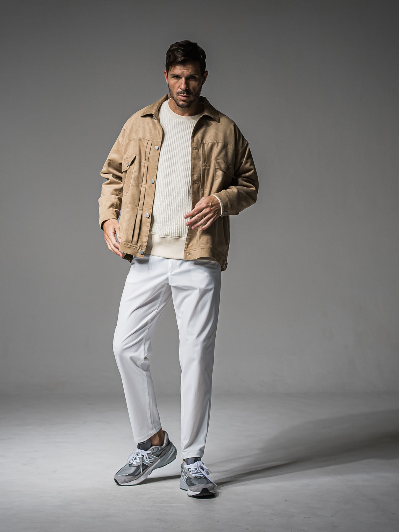 【予約品 】STRIPE QUILTING DROP TRAINER / ストライプキルティング ルーズトレーナー / オフ