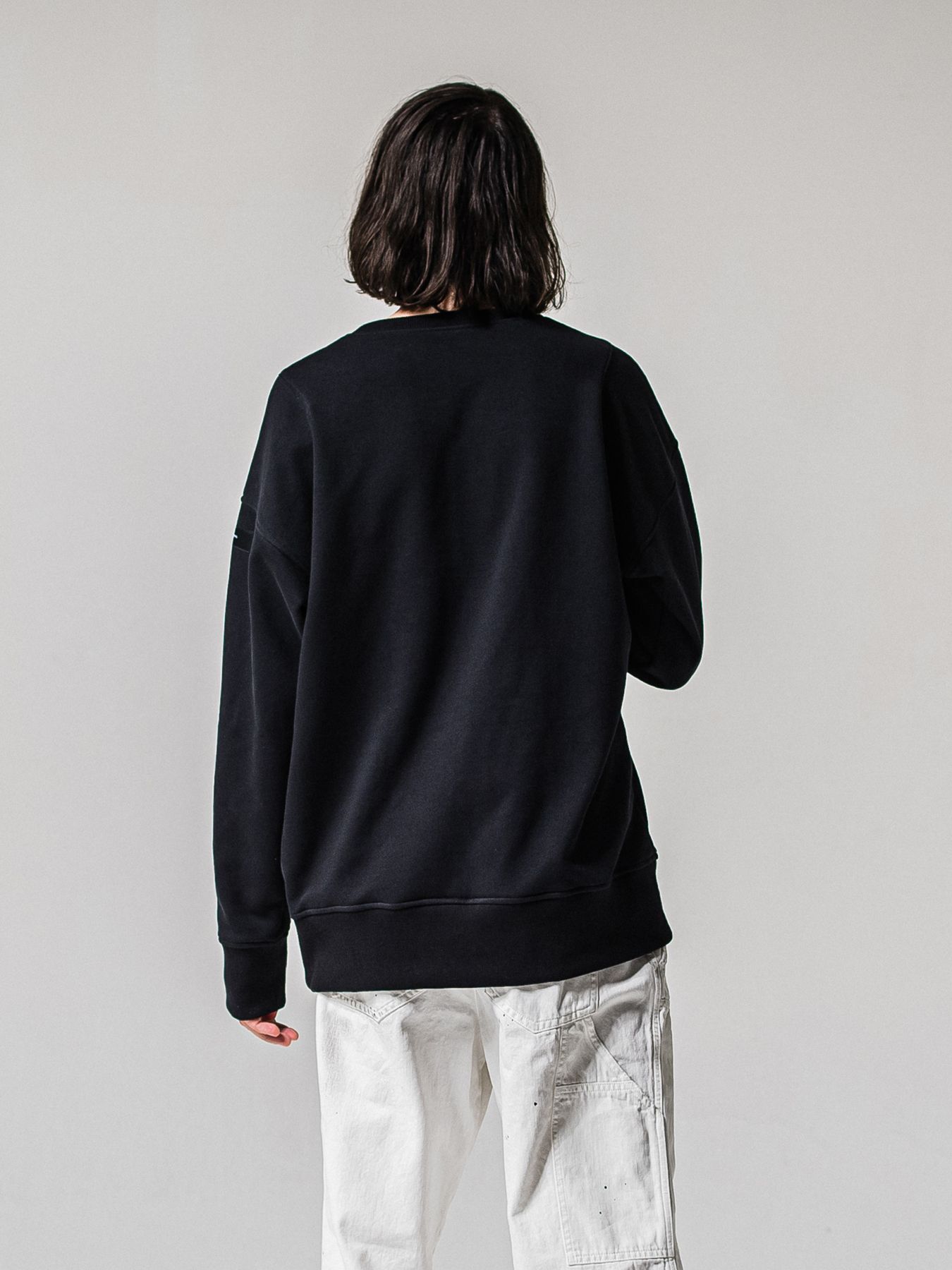 【予約品 11月16日(日) 締切】HF URAKE COLLEGE DROP TRAINER / 裏毛 カレッジロゴルーズ トレーナー / ブラック