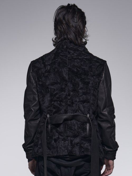 《予約品》 RapelShortJacket / 袖革ボアラペルジャケット / ブラック 【kiryuyrik】