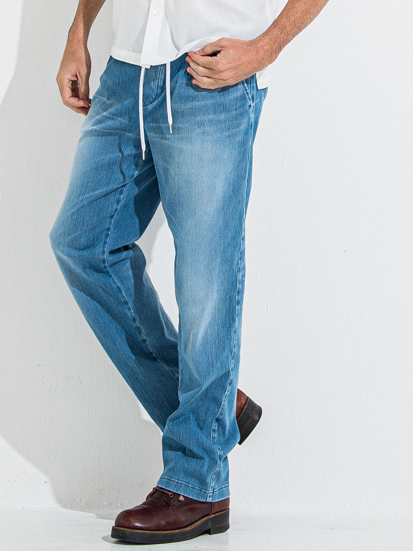 DENIM JERSEY WIDE PT / デニムジャージワイドパンツ / ライトインディゴ