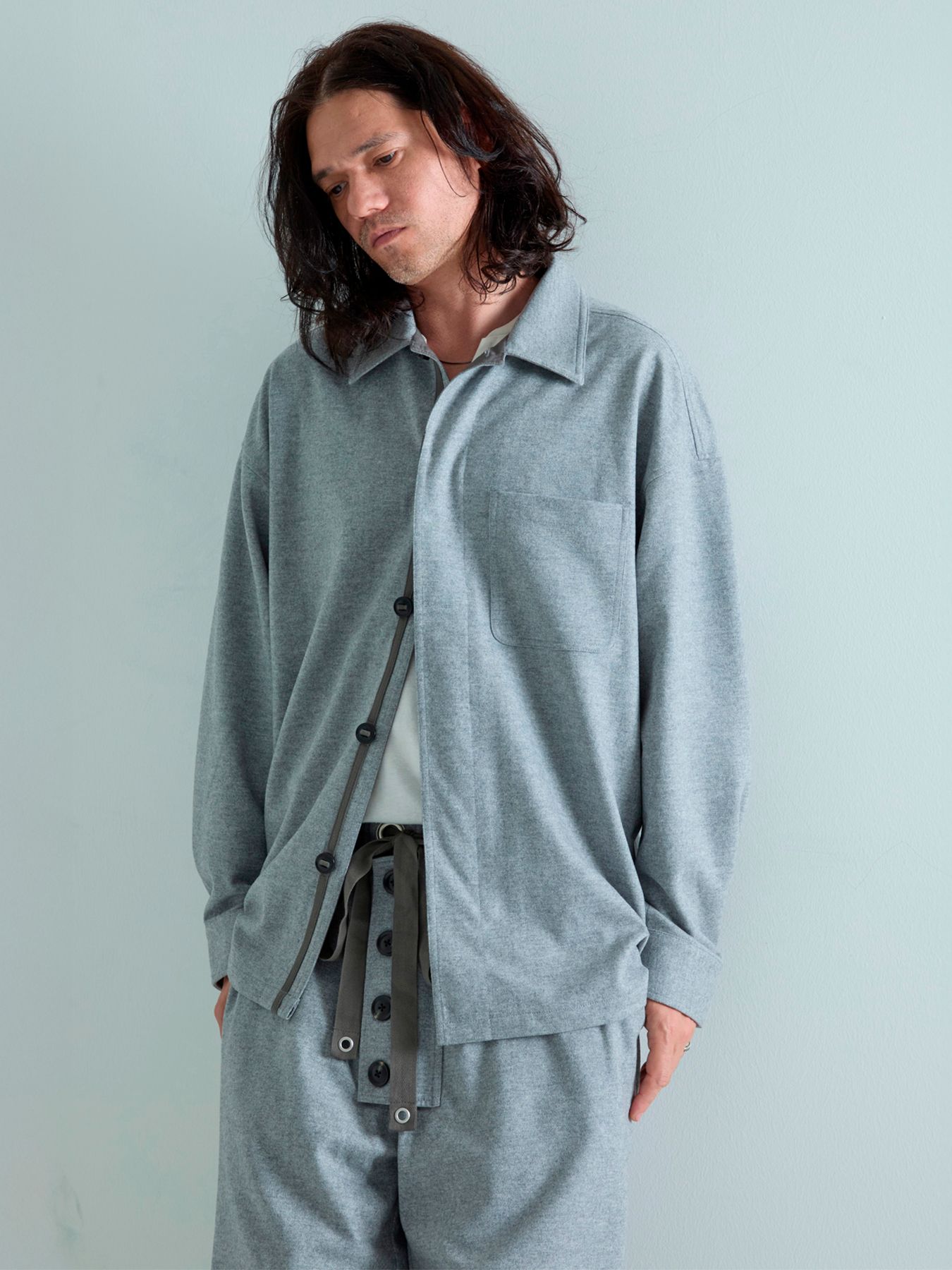 【予約品 】Woolnapp shirts / ウールシャツ / 杢グレー