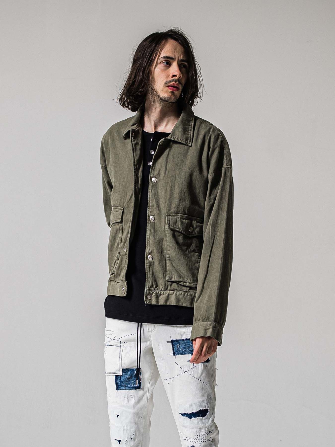 【予約品 11月16日(日) 締切】LDENIM AG FLIGHT JK / ライトデニム ミリタリージャケット / カーキ