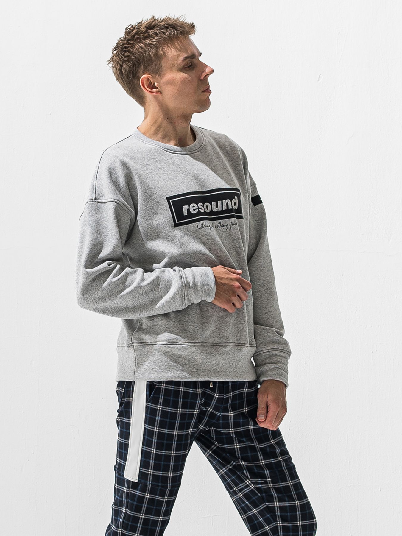 【予約品 9月6日(日) 締切】BOX VELOURS FLEECE DROP TRAINER / ボックスロゴ 裏起毛 ルーズトレーナー / グレー