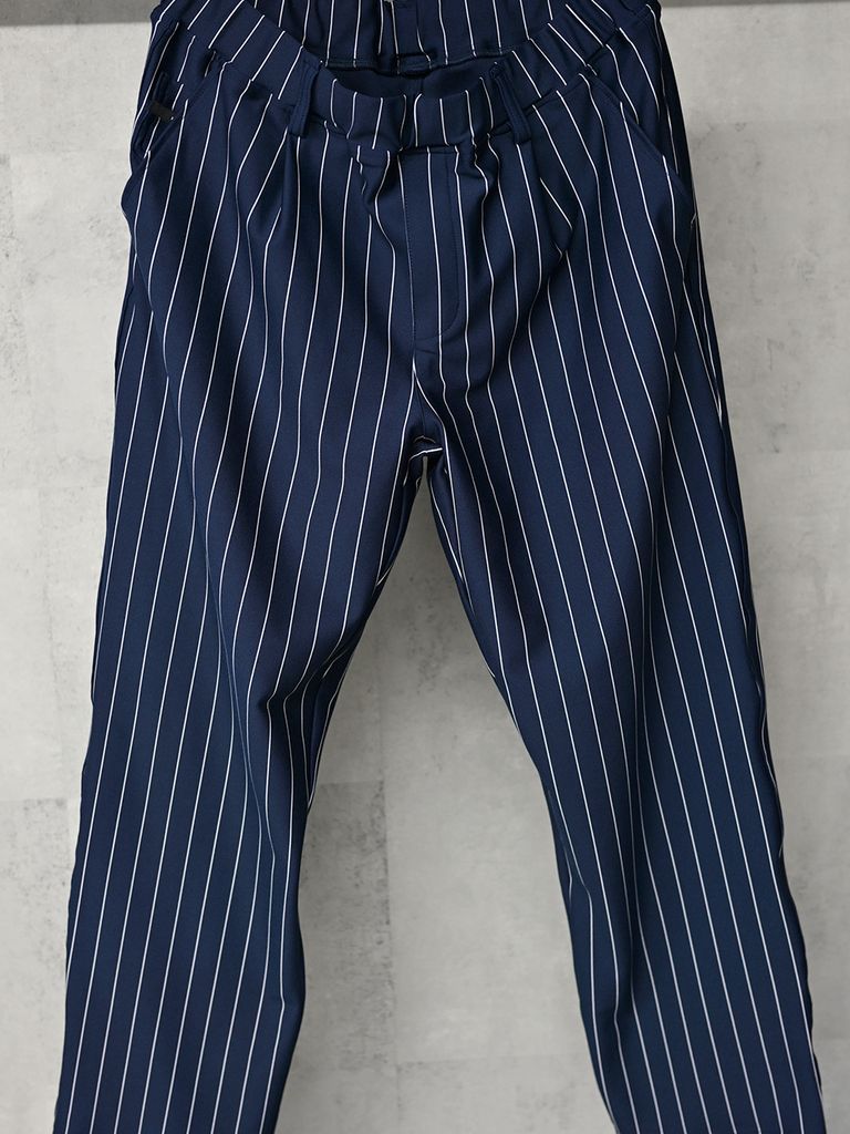 《予約品》 CHRIS EASY WIDE TUCK PANTS  / ワイドタックパンツ / ネイビー・ストライプ