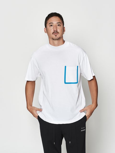 【予約品 10月9日(木) 締切】muta Mock Neck Pocket Tee / Tシャツ / ホワイト【Acanthus × muta MARINE】