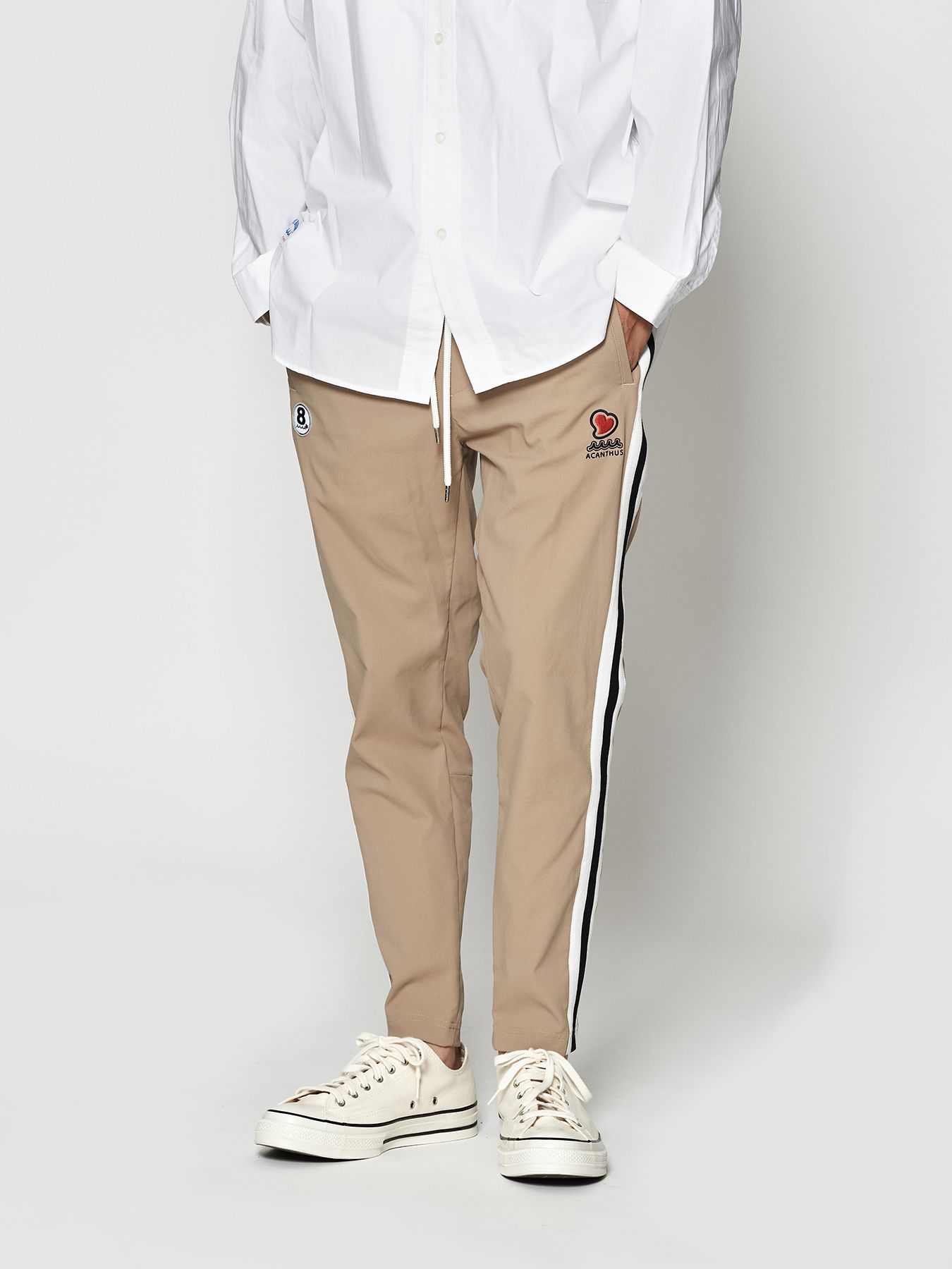 【予約品 10月9日(木) 締切】muta sweet side line pants / ラインパンツ / ベージュ【Acanthus × muta MARINE】