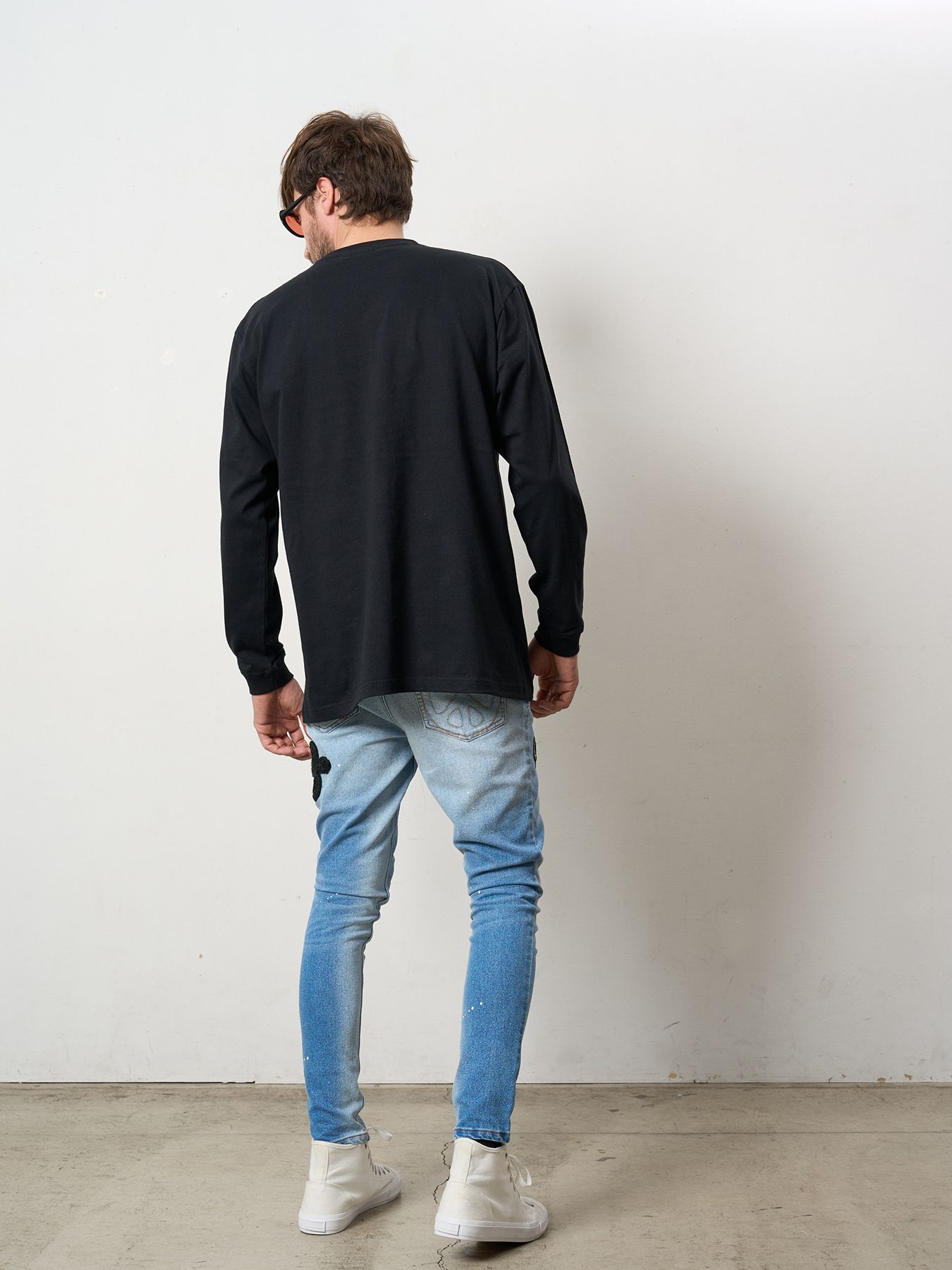 【予約品 5月8日(木) AM10時 締切】 5.6ozコットン天竺JUST WANNA HAVE FUNSシークイン LS Tシャツ / ブラック