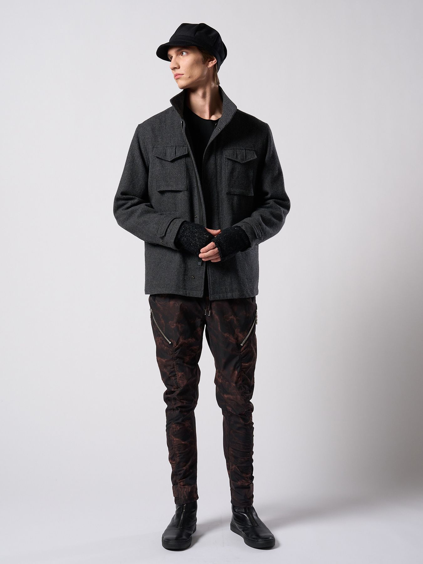 【予約品 4月19日(日) 18時締切】milled wool field jacket / ミルドウール フィールドジャケット / チャコール