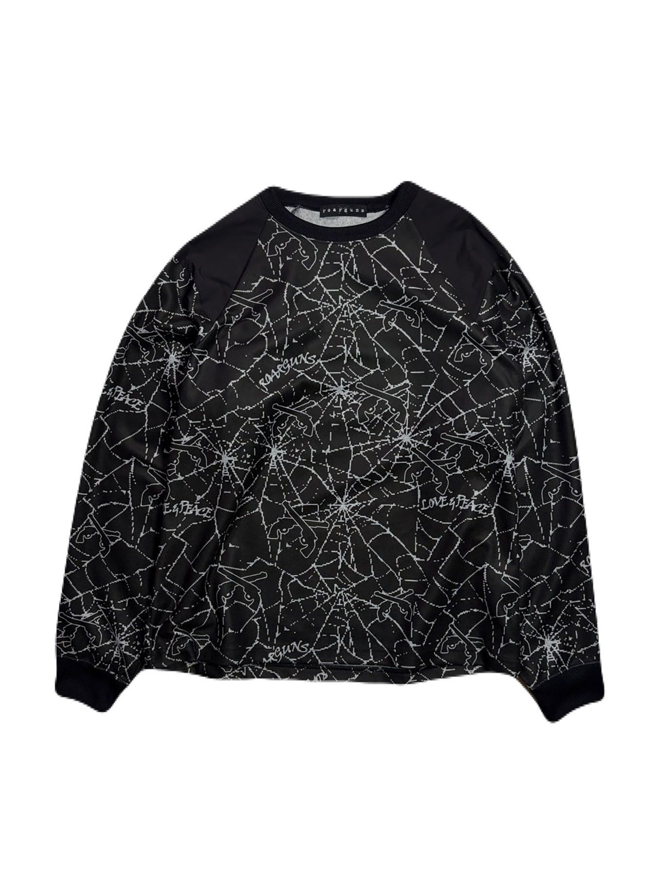 【予約品 3月9日(月) 18:00 締切】SPIDER PRINT T / スパイダープリント フリース ロンT / ブラック×グレー