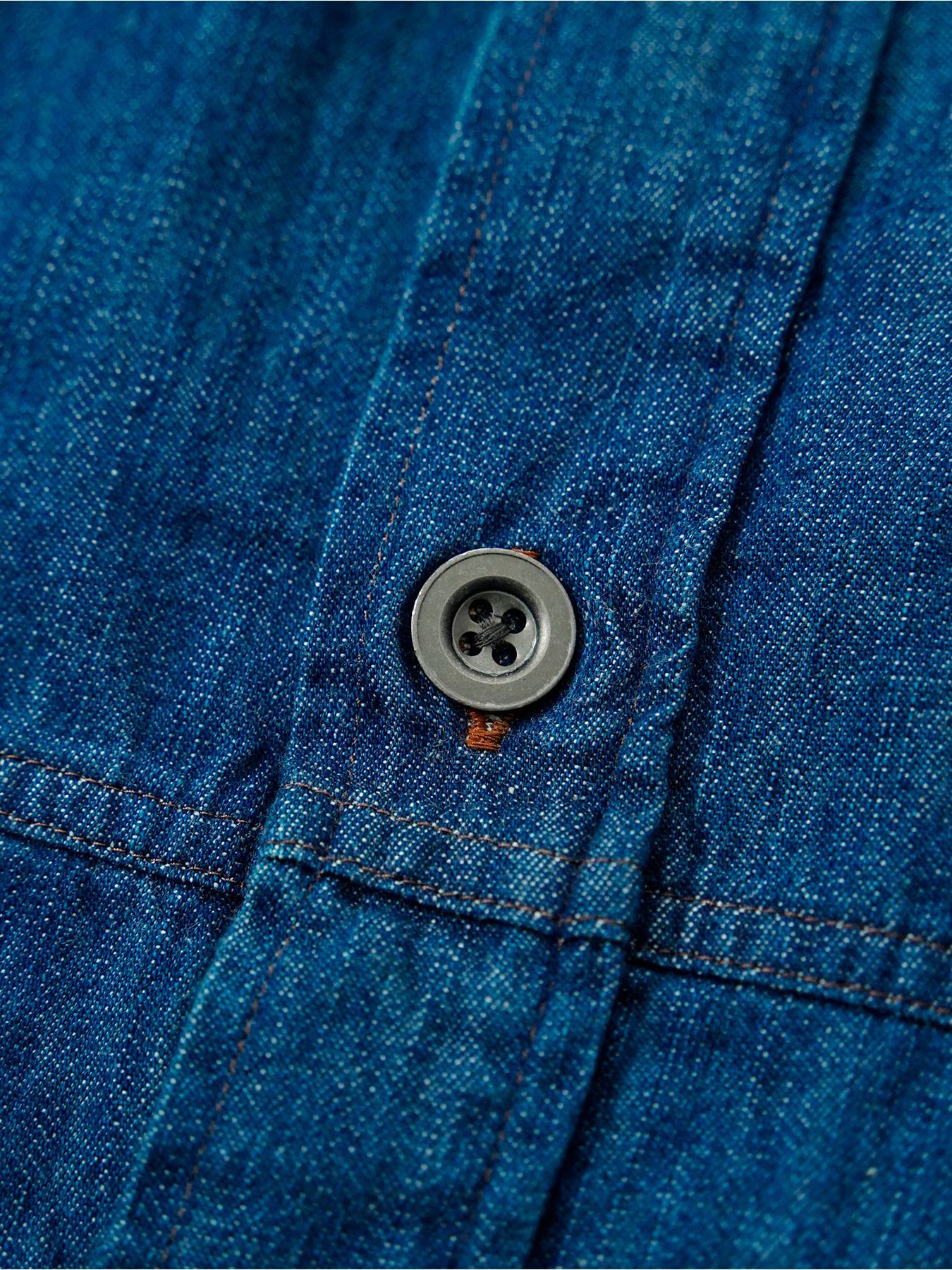 【予約品 11月9日(月) 締切】MILITARYSHIRT Denim / デニムミリタリーシャツ / インディゴ×金茶ステッチ