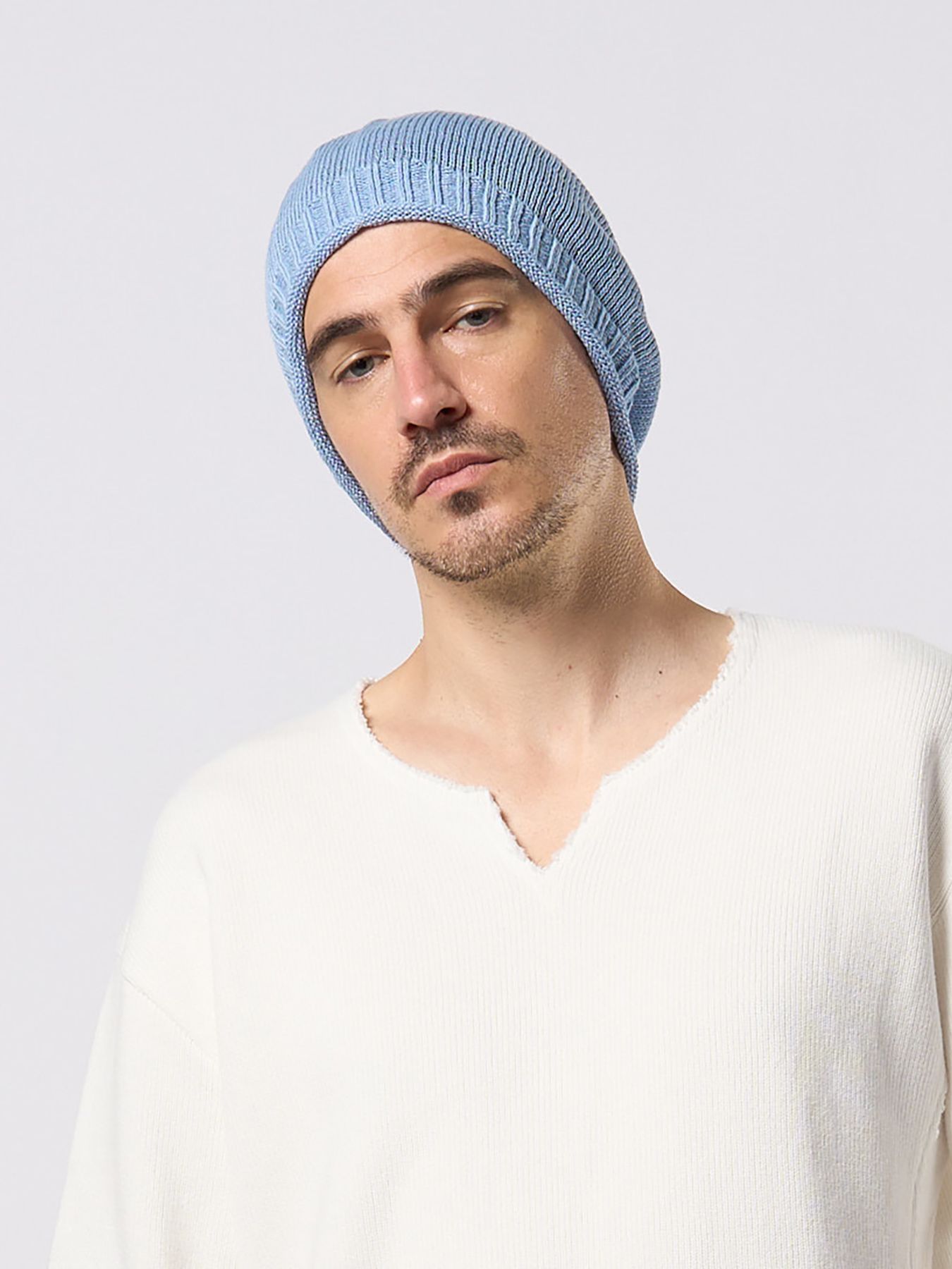 【予約品 9月23日(火) 締切】GIMA roll beanie / 擬麻 ロールビーニー / ライトブルー