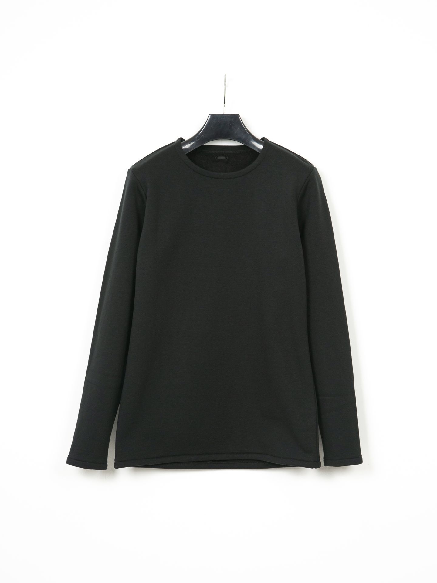 Fleece Lining Jersey L/S Crew Neck T-shirt  / L/S革紐付き クルーネック T シャツ  / ブラック