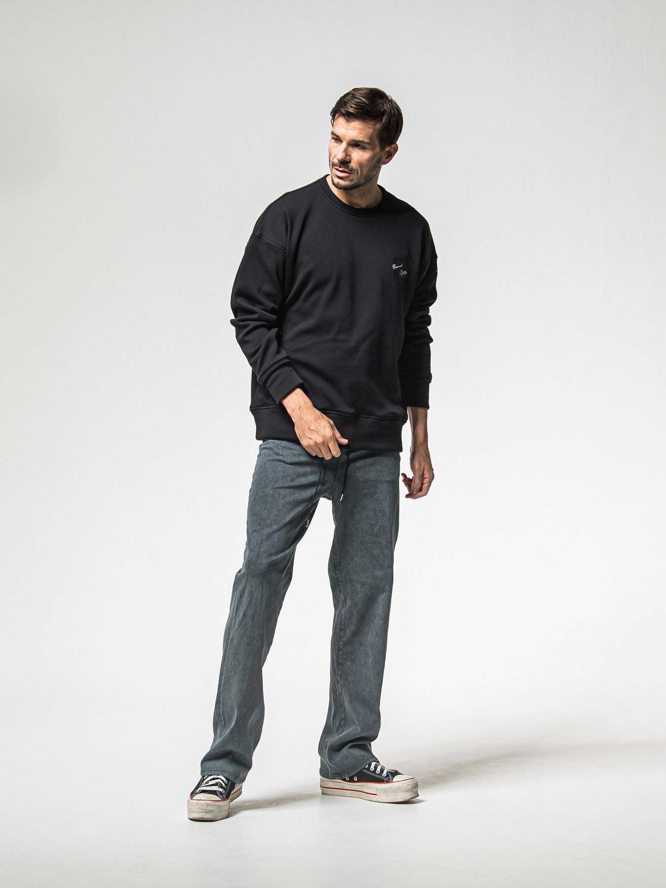 【予約品 8月31日(日) 締切】FRIDAY STANDARD LOGO VEROURS FLEECE TRAINER / FRIDAYコラボ スタンダードロゴ ベロアフリース トレーナー / ブラック