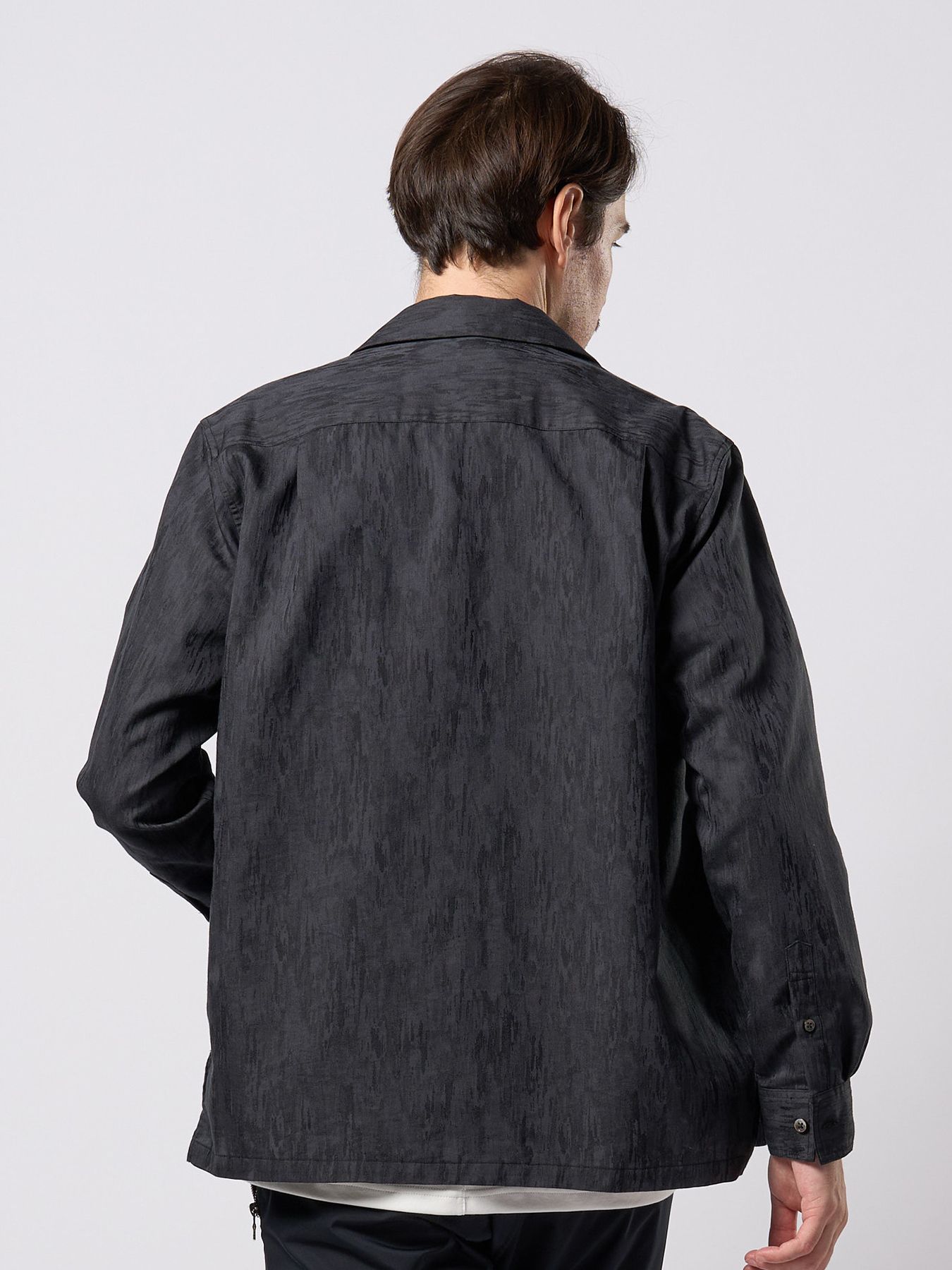 【予約品 9月23日(火) 締切】jacquard open collar shirt / ジャガード オープンカラーシャツ / ブラック