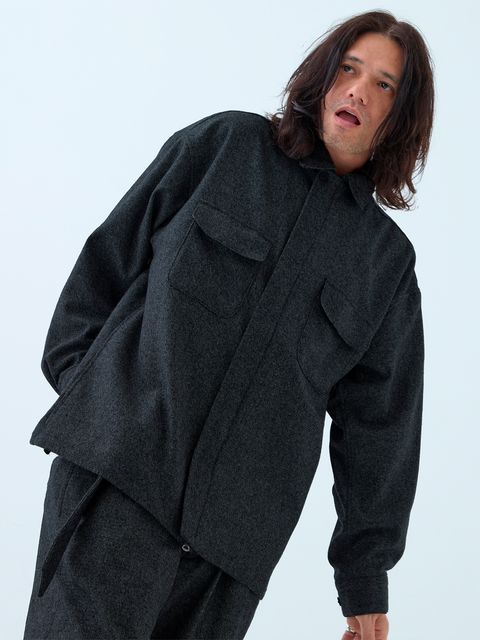 Woolaround / オーバーシャツ / 杢ブラック
