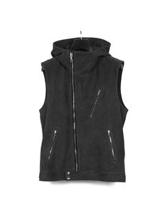 Suede Sheepskin HoodieH Vest / シープ スエード フーディーベスト / SHARON（シャロン） / ブラック