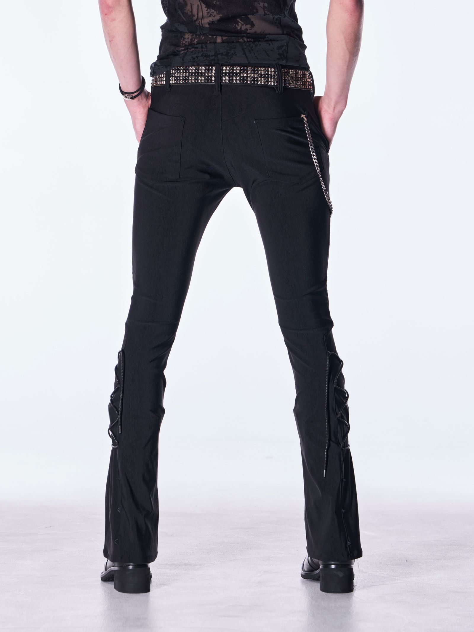 【予約品 6月29日(月) 締切】High Tension Jersey Lace Up Flare Pants / レースアップ フレアパンツ / ブラック