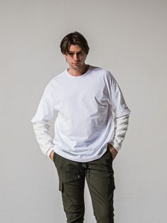 【予約品 11月16日(日) 締切】FAKE LAYERED WAFFLE LONGSLEEVE / フェイクレイヤード ワッフル ロングスリーブTシャツ / ブラック