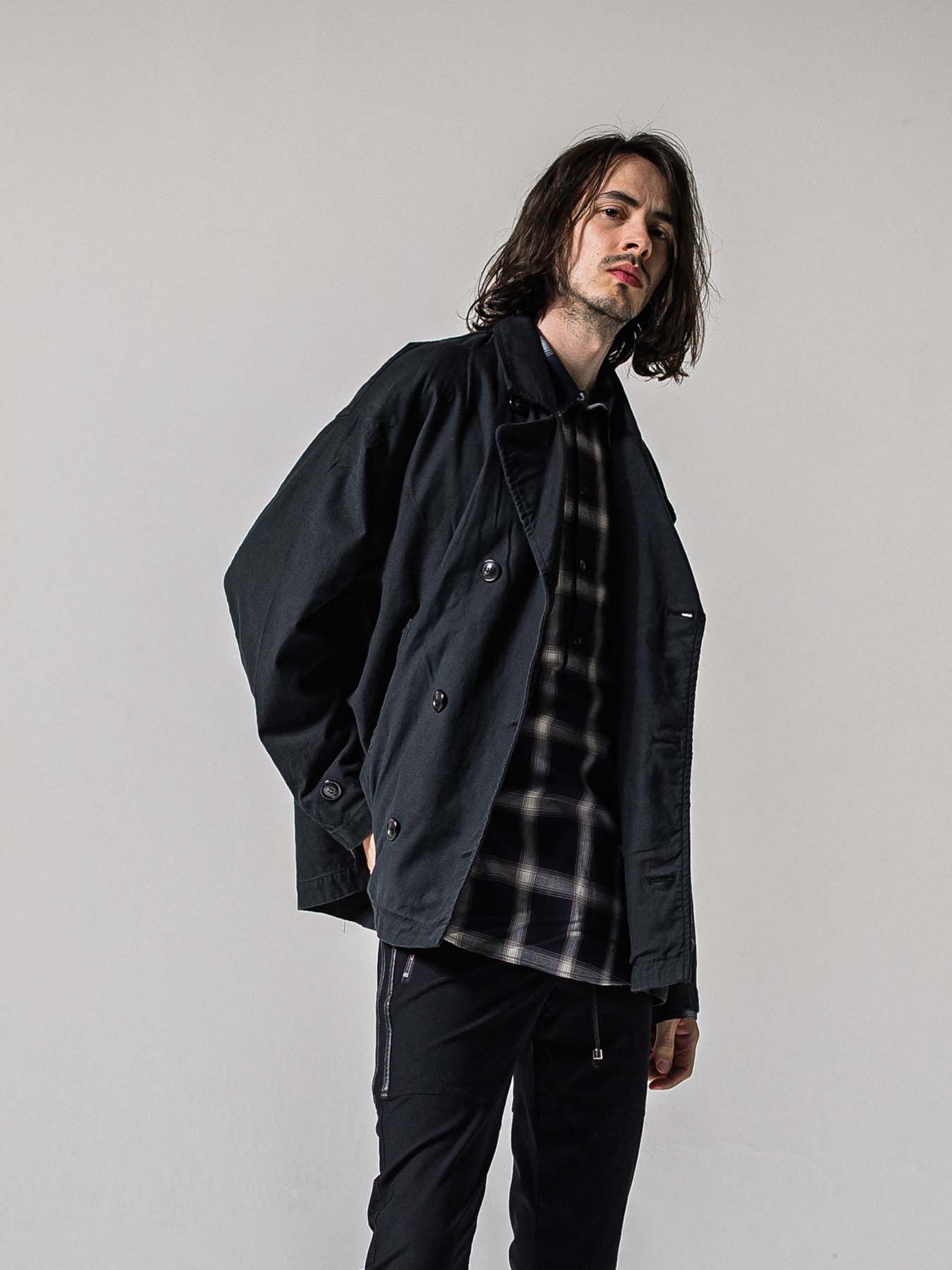 【予約品 11月16日(日) 締切】MV OVER PCOAT / オーバーサイズ ピーコートジャケット / ブラック