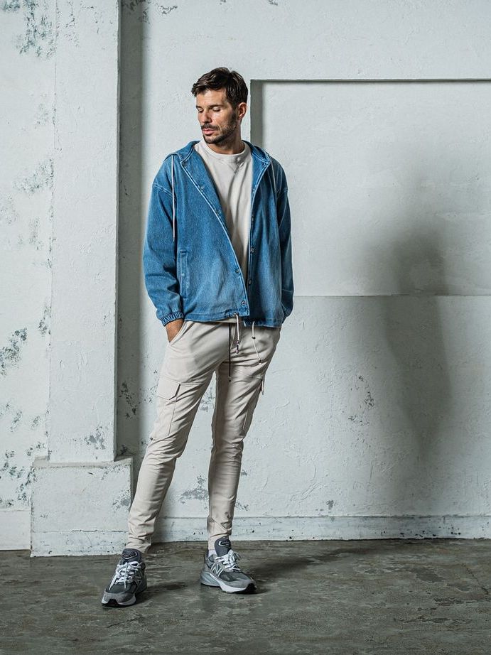 《予約11月17日19時締め》 DENIM JERSEY  coach hoodie / ジャケットパーカー / ライトインディゴ