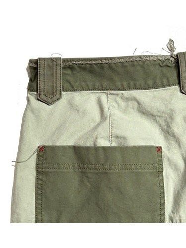 《予約品8月31日 23時55分締め》 DAMAGE SHORTS A スワロフスキー/ ハーフパンツ / カーキ 【roarguns 】 2024年2月入荷予定
