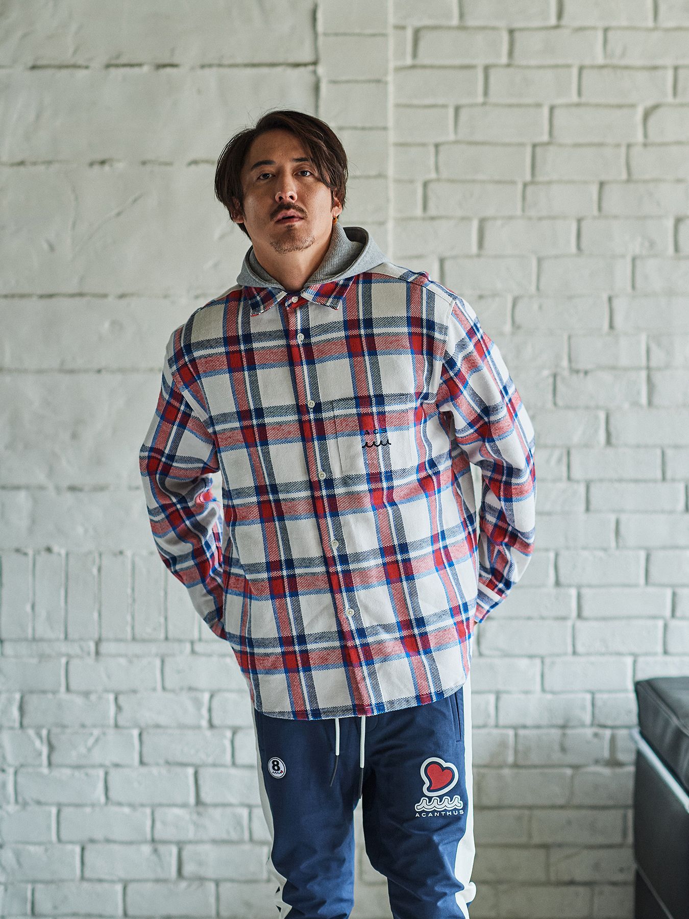 【予約品 】muta Hooded Flannel Shirts / フードシャツジャケット / ホワイト【Acanthus × muta MARINE】