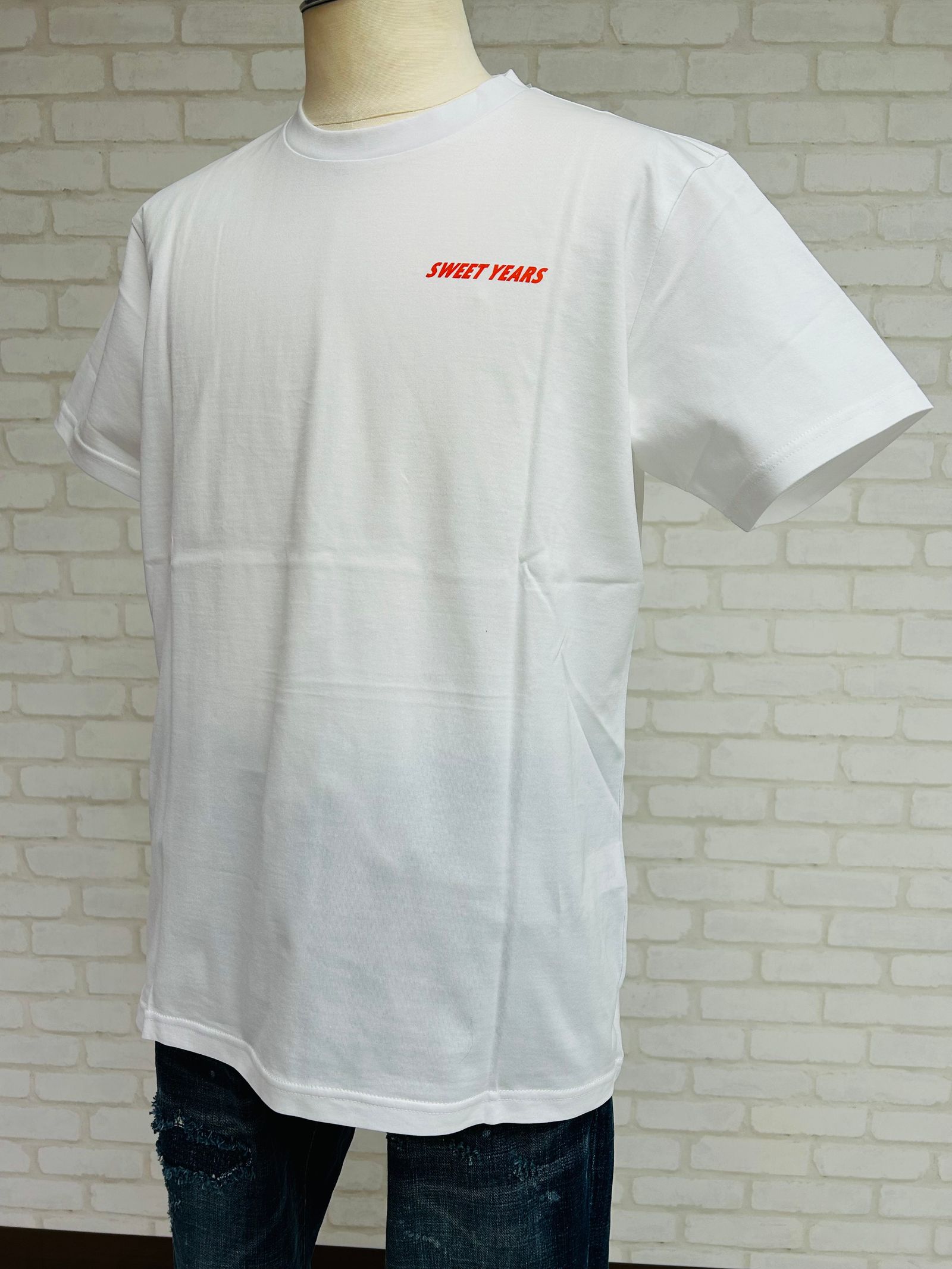 バックサークルハートプリントTシャツ / BIANCO ホワイト【SWEET YEARS】