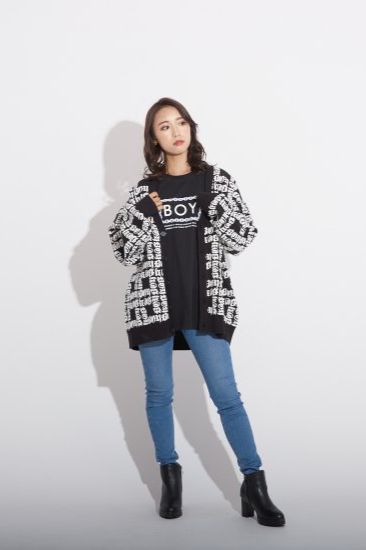 BOY LOGO PATTERNED KNIT CARDIGAN/ ブラック 【BOY LONDON】