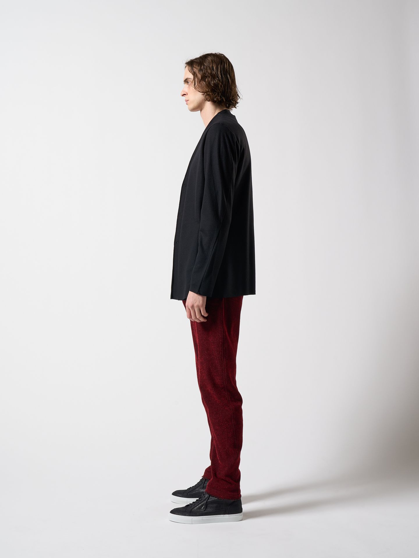 【予約品】 2-ply hook cardigan / ミドルカーディガン / ブラック
