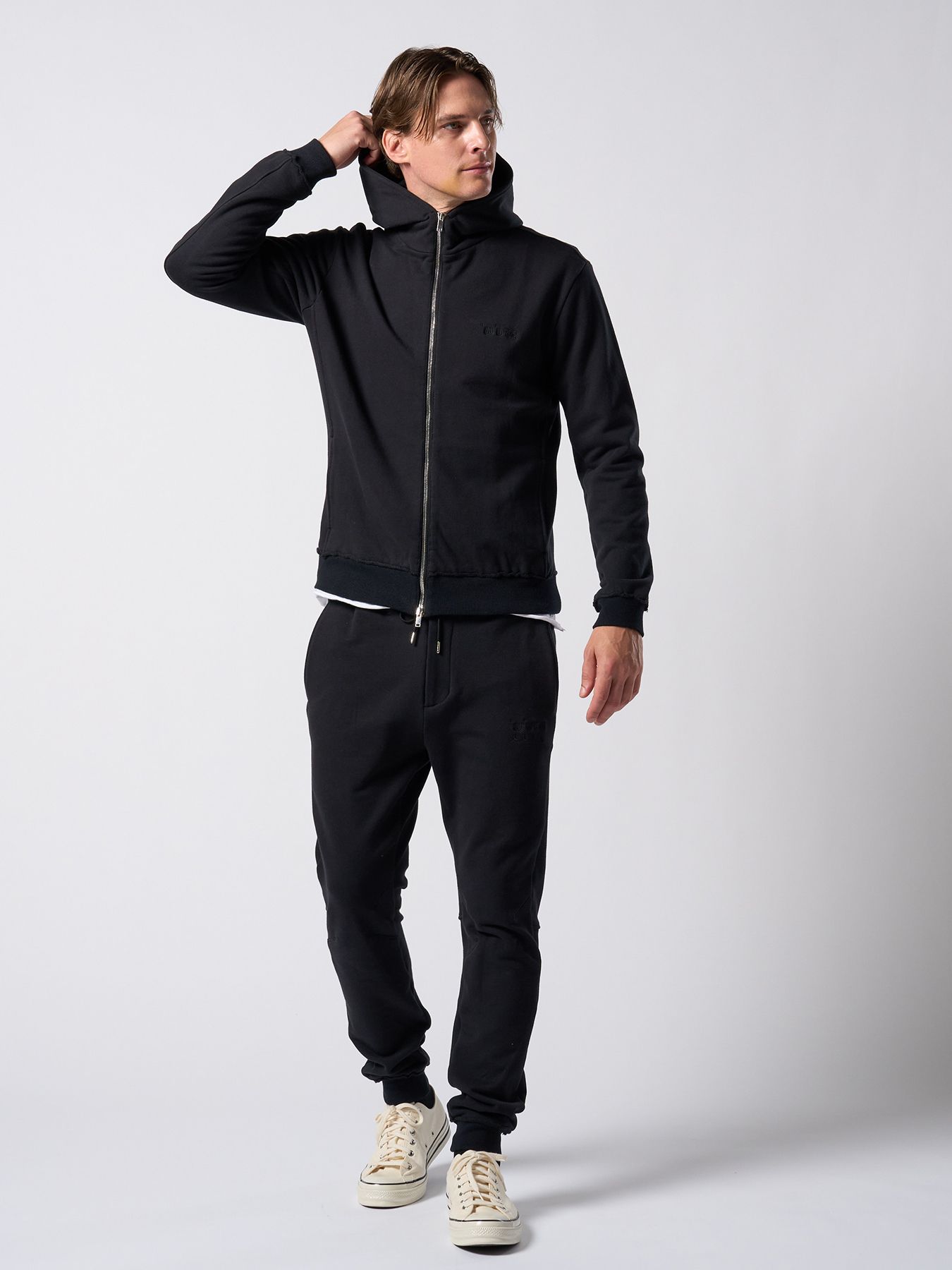 【予約品】muta × wjk collection：super urake zip-up parka / 裏毛ジップアップフーディ / ブラック