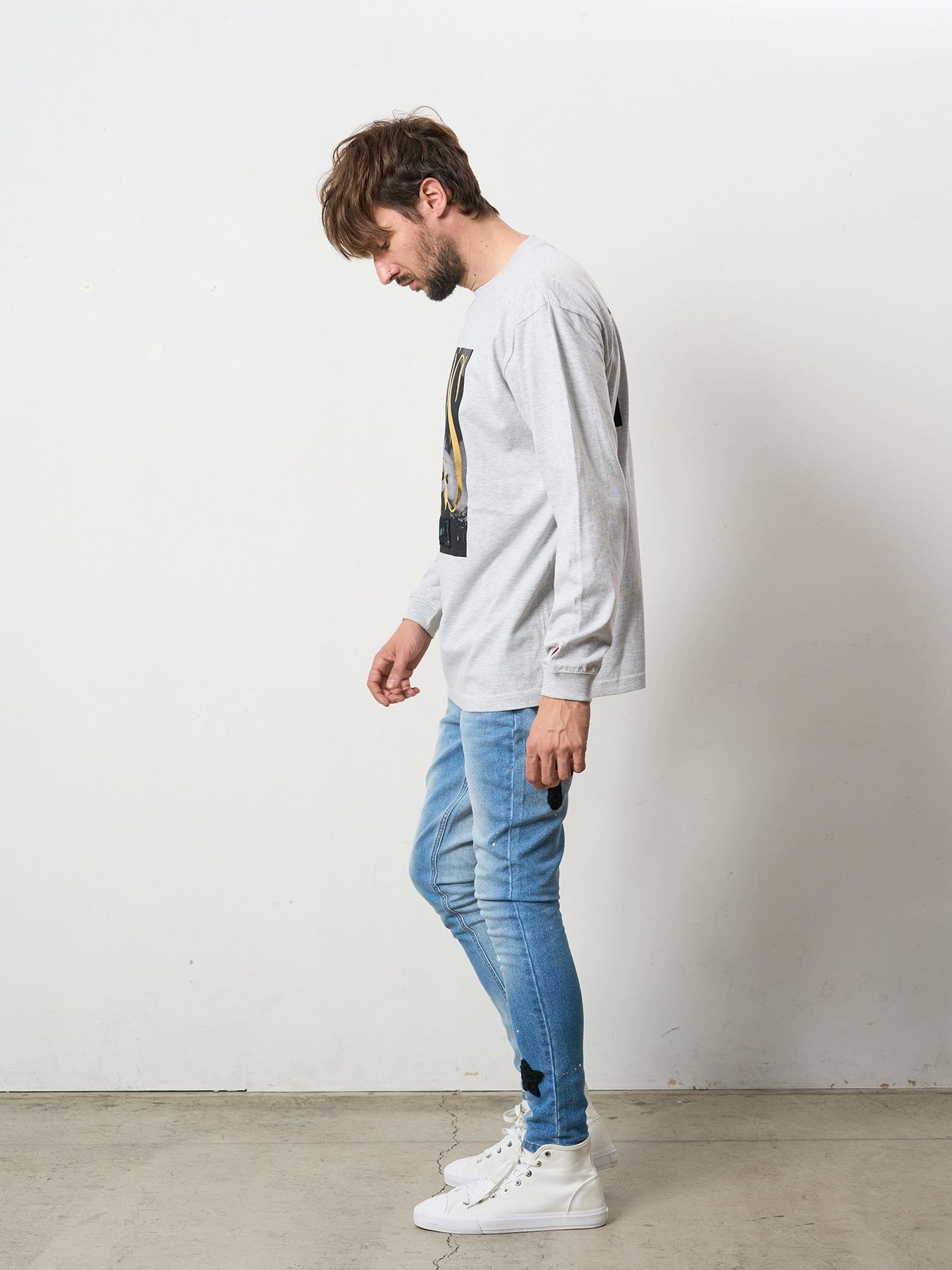 【予約品 5月8日(木) AM10時 締切】 5.6ozコットン天竺 80S QUEEN シークインLS Tシャツ / アッシュ