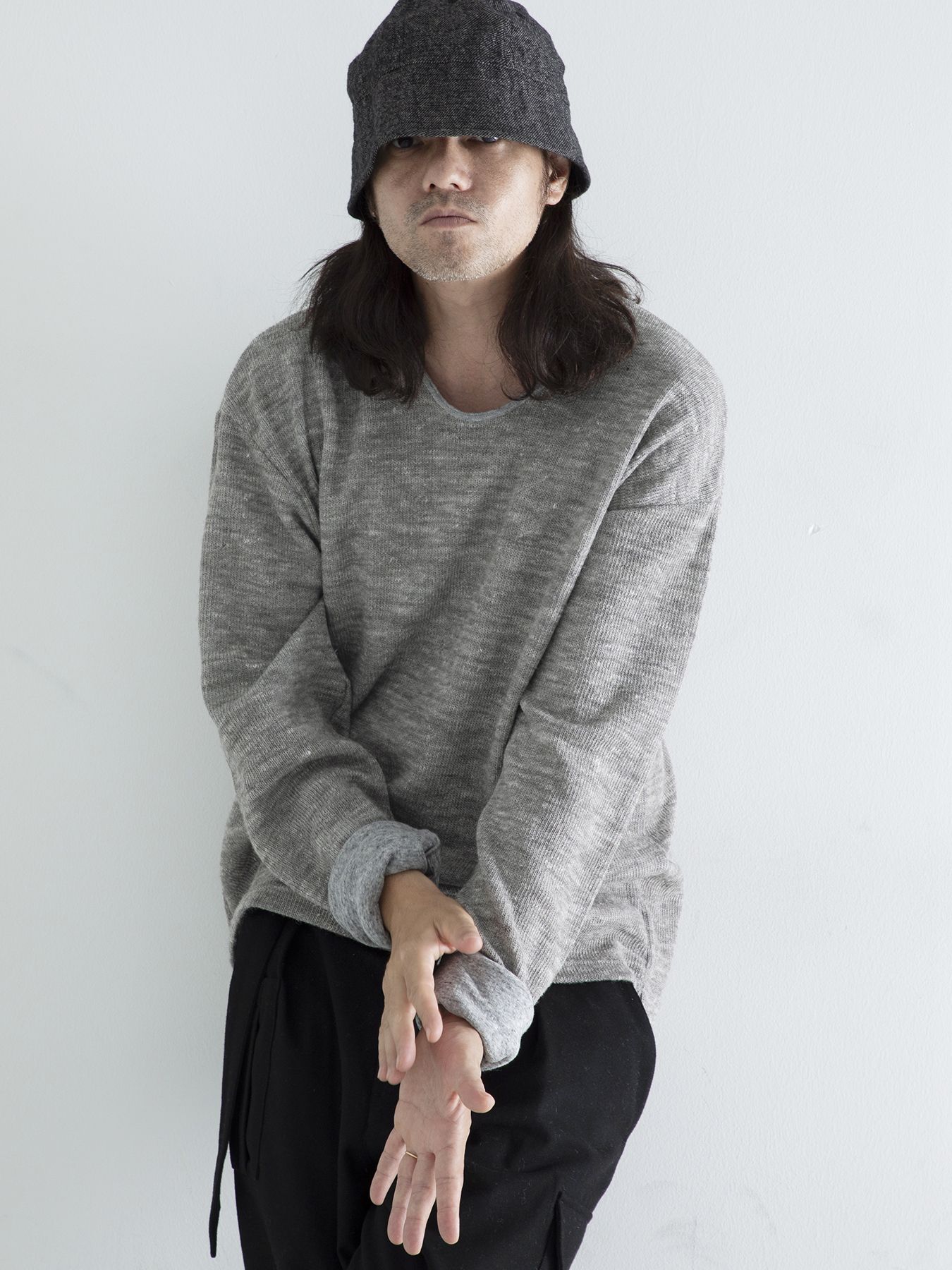 【予約品 】ROLLSLEEVE / ロングスリーブ Tシャツ / ライトグレー