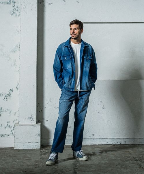 《予約11月17日19時締め》 EX denim jersey  WIDE PT / ワイドパンツ / DINDダークインディゴ