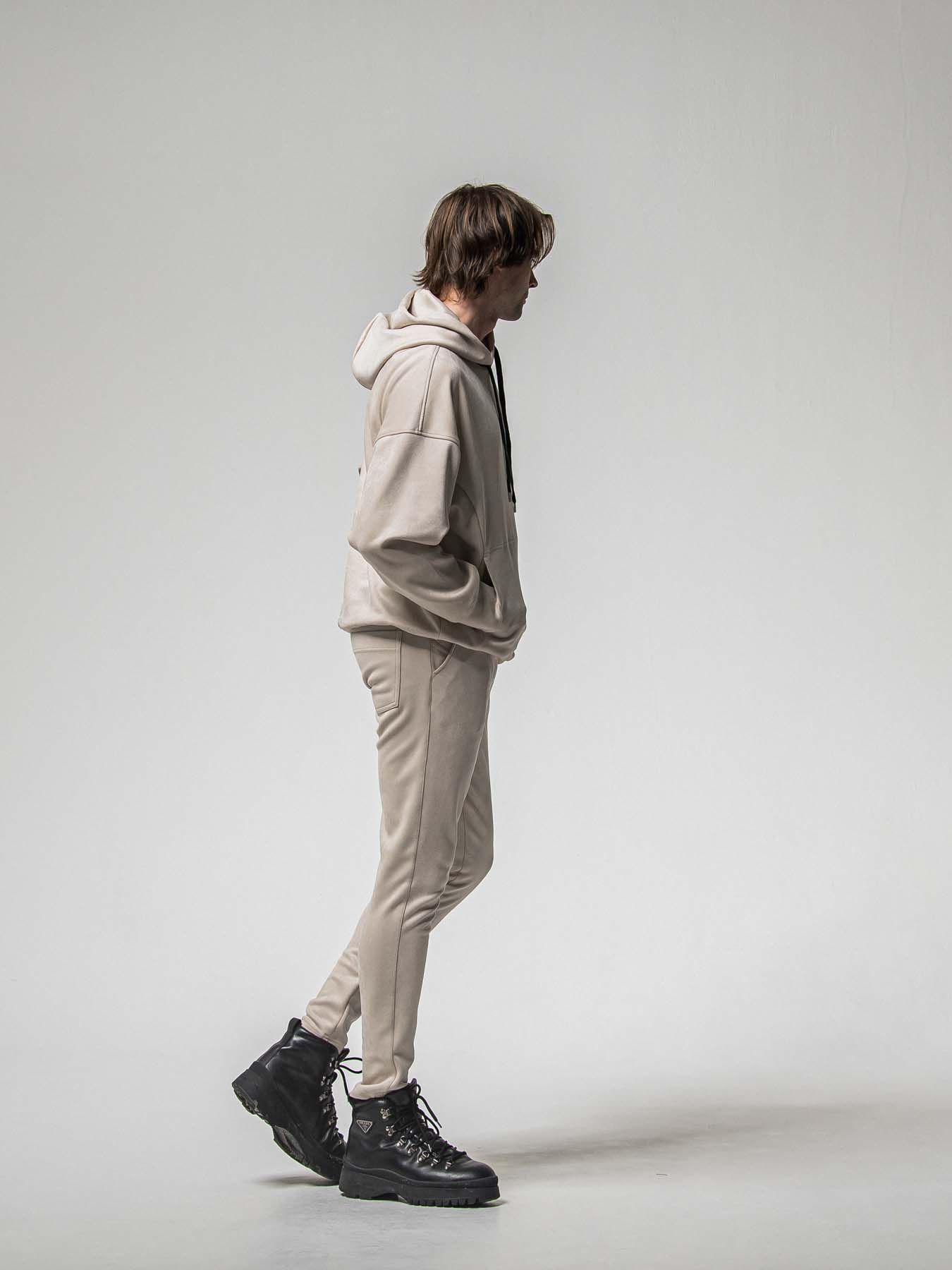 【予約品 8月31日(日) 締切】SUEDE LOOSE HOODIE / スウェード ルーズフーディ / グレージュ