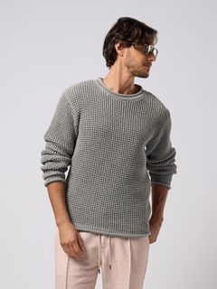 【予約品9月19日 10時締め】 GIMA roll crew knit / クルーネックニット / グレー