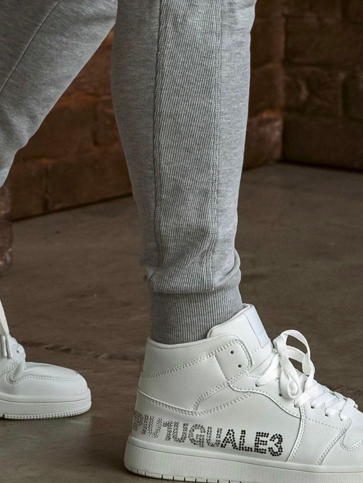 ラインストーンロゴハイカットスニーカー / ホワイトUSX-26007