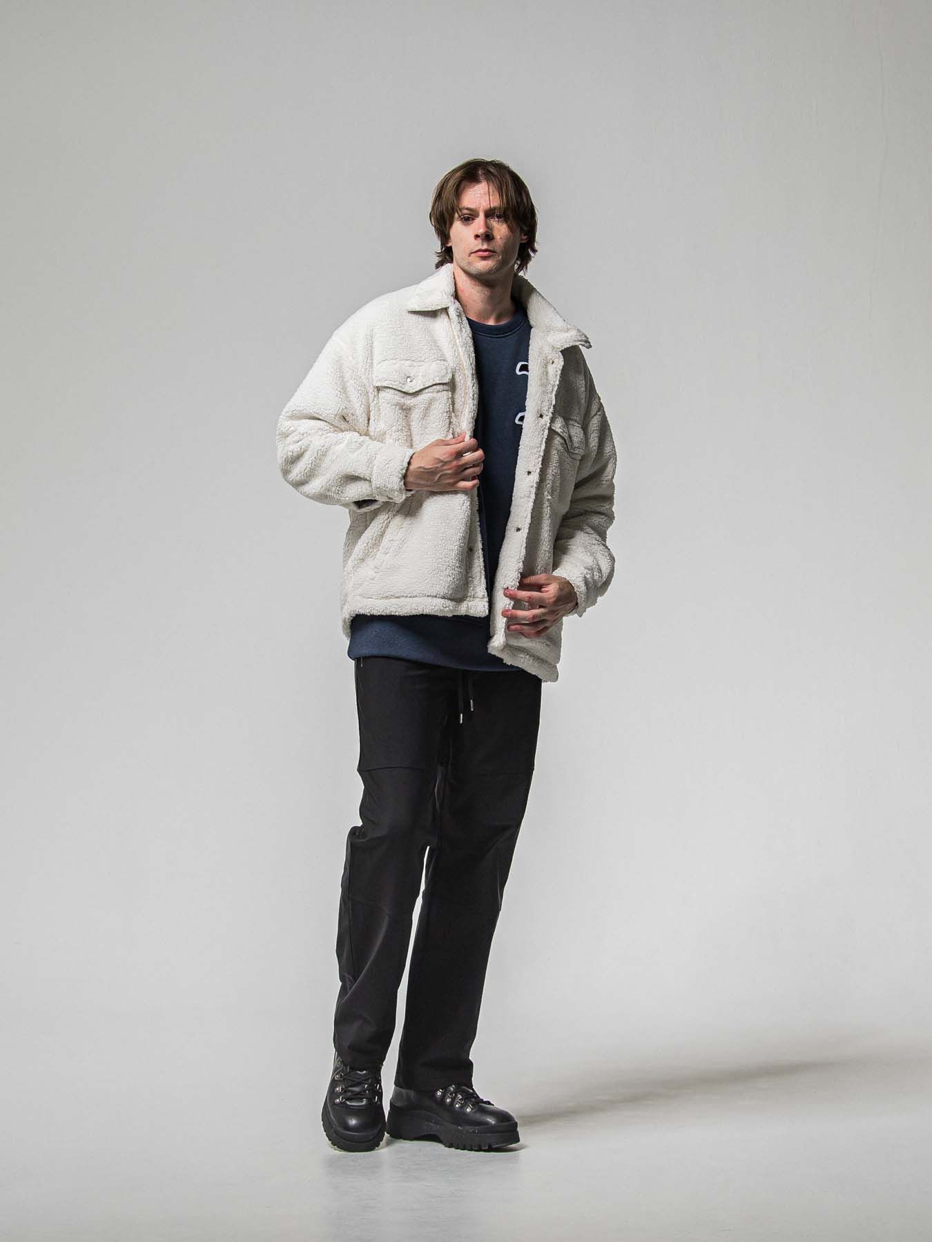 【予約品 8月31日(日) 締切】RC CHENILLE VELOURS FLEECE DROP TRAINER / RCサガラ刺繍ワッペン ベロアフリース ドロップショルダートレーナー / ネイビー