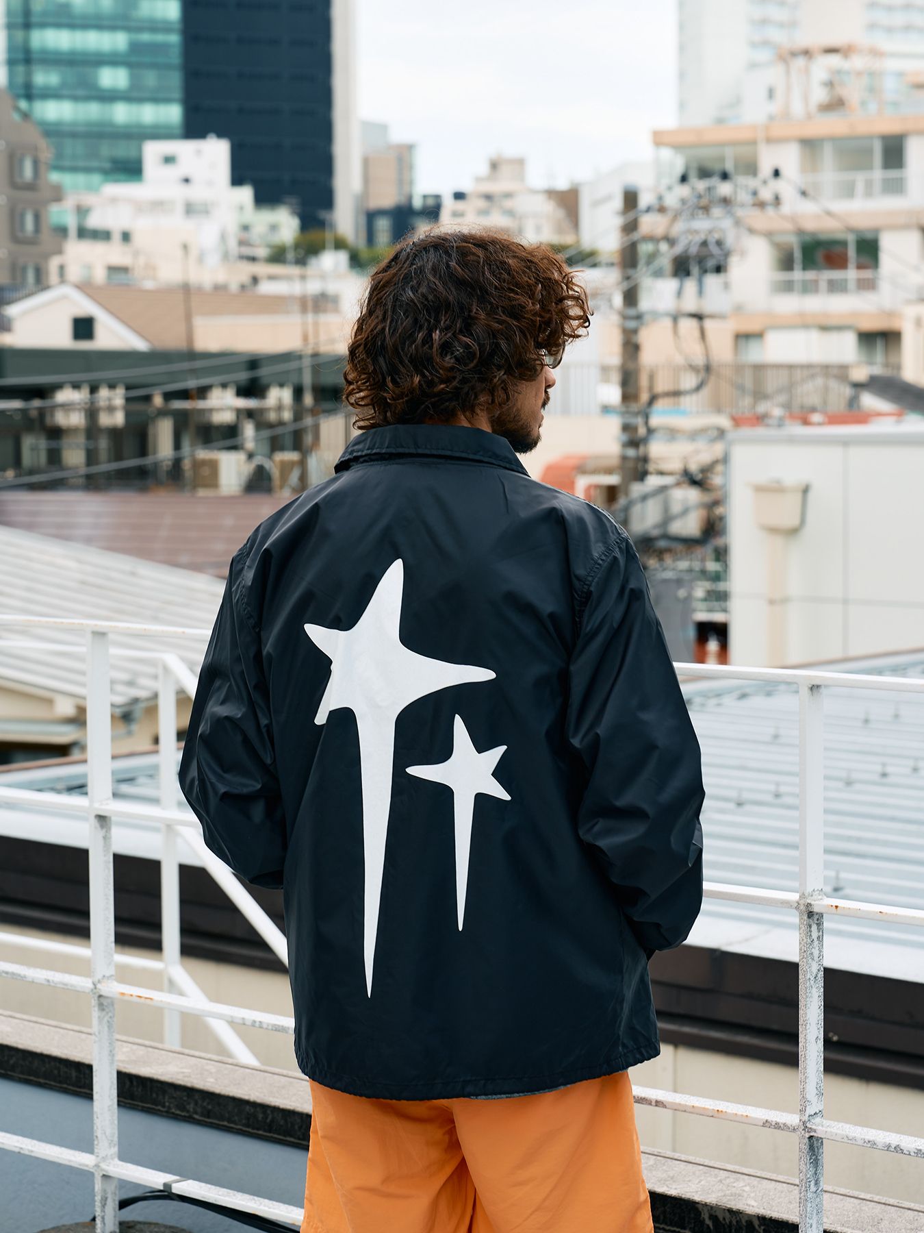 【予約品 10月16日(木) 締切】STYLE STYLE ドリップスタークロスパッチ ナイロン コーチジャ オーセンティックパイル ウェービーロゴ スマイル ケット / ブラック