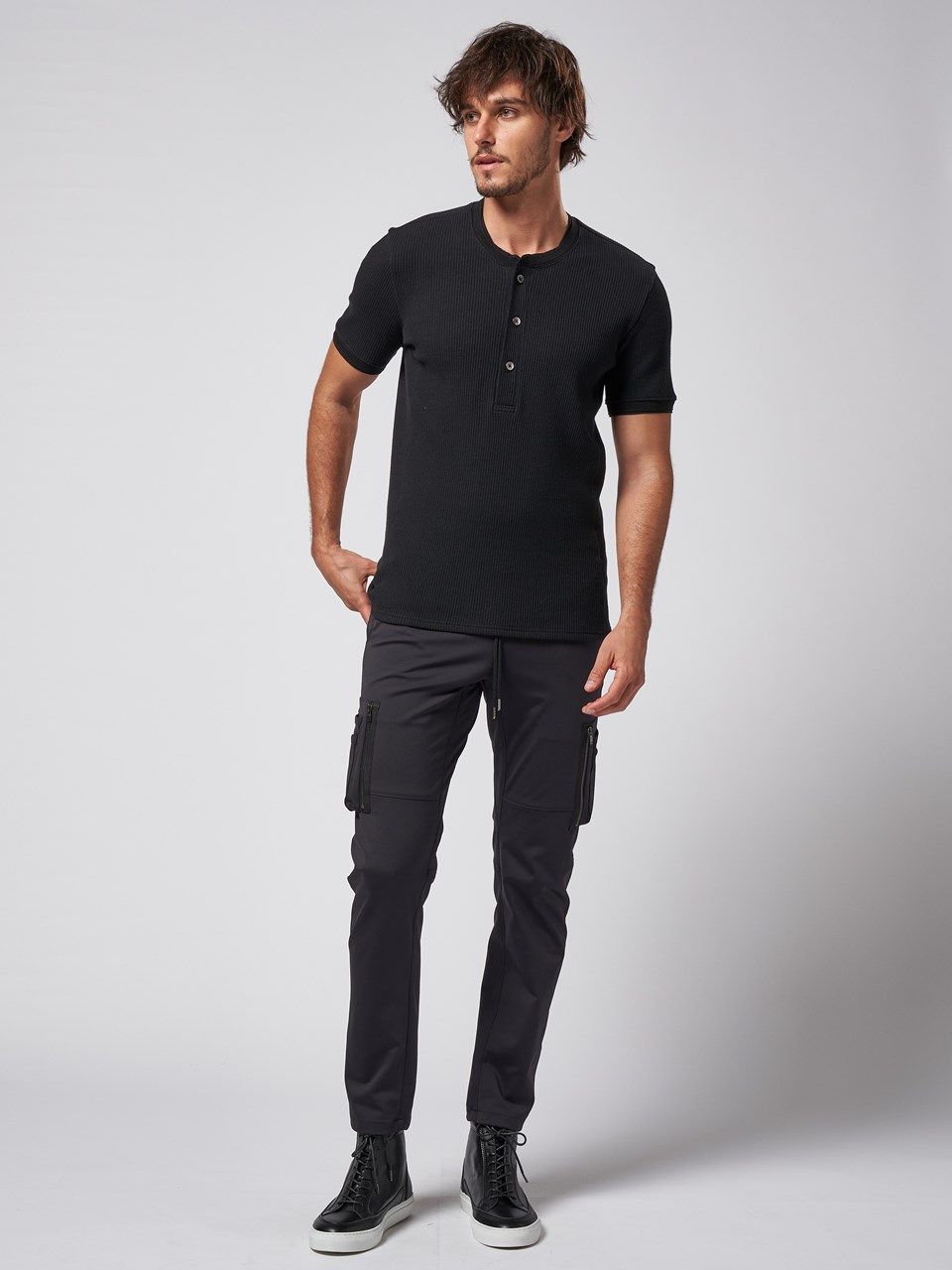 《予約品》 waffle henley / Tシャツ / ブラック