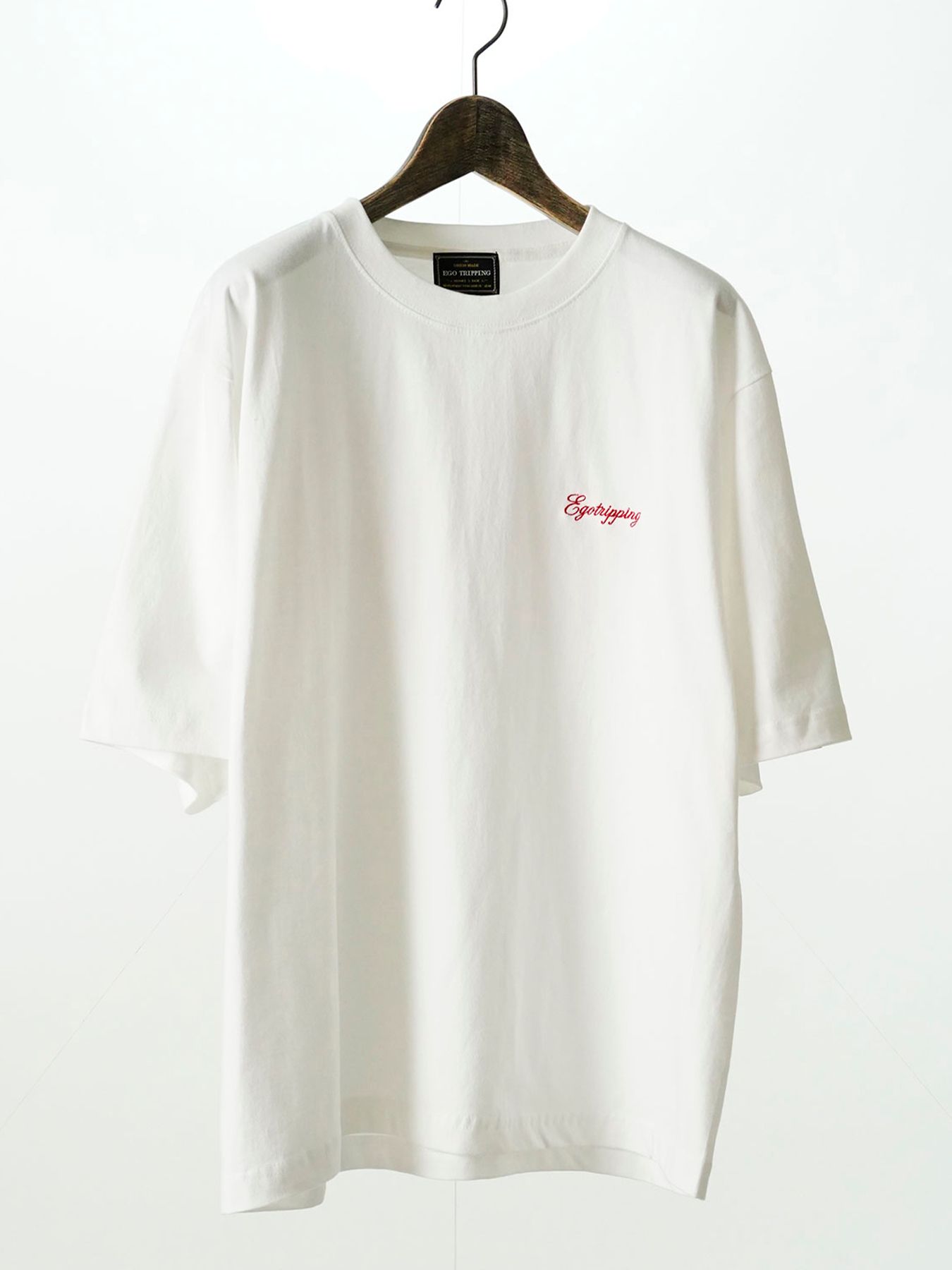 【予約品 11月9日(月) 締切】HEAVYOUNCE TEE Cw / ヘビーオンス バックプリントTシャツ / ホワイト×レッド