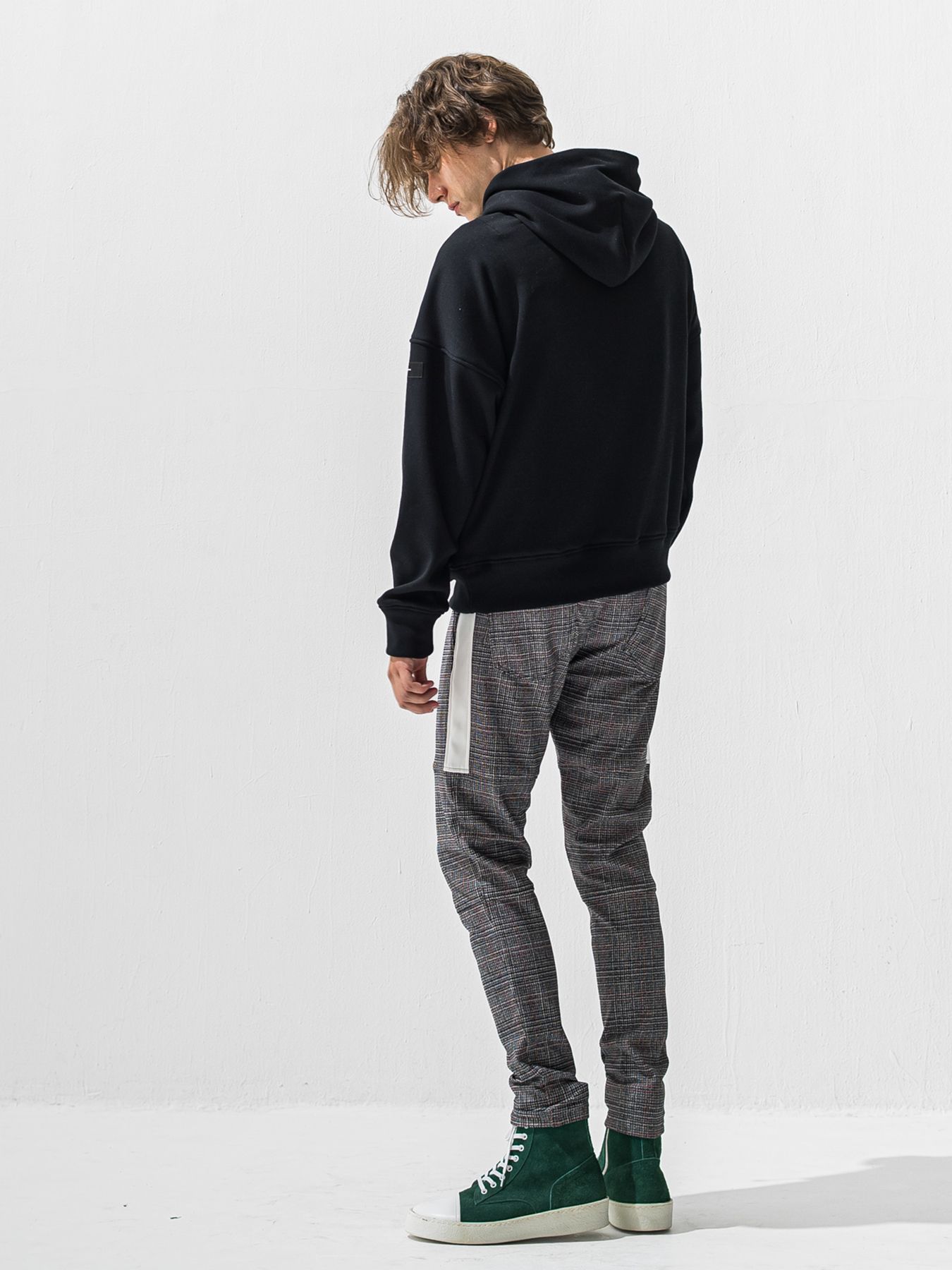 【予約品 9月6日(日) 締切】RC VELOURS FLEECE HOODIE / RCレザーワッペン 裏起毛 ルーズフーディー / ブラック
