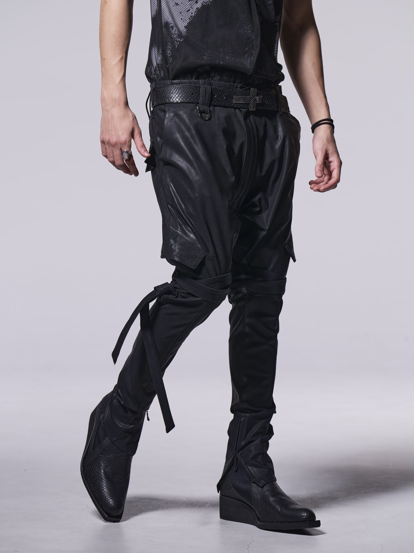 《予約品》 BeltedSarouelPants / サルエルパンツ / ブラック・コーティング
