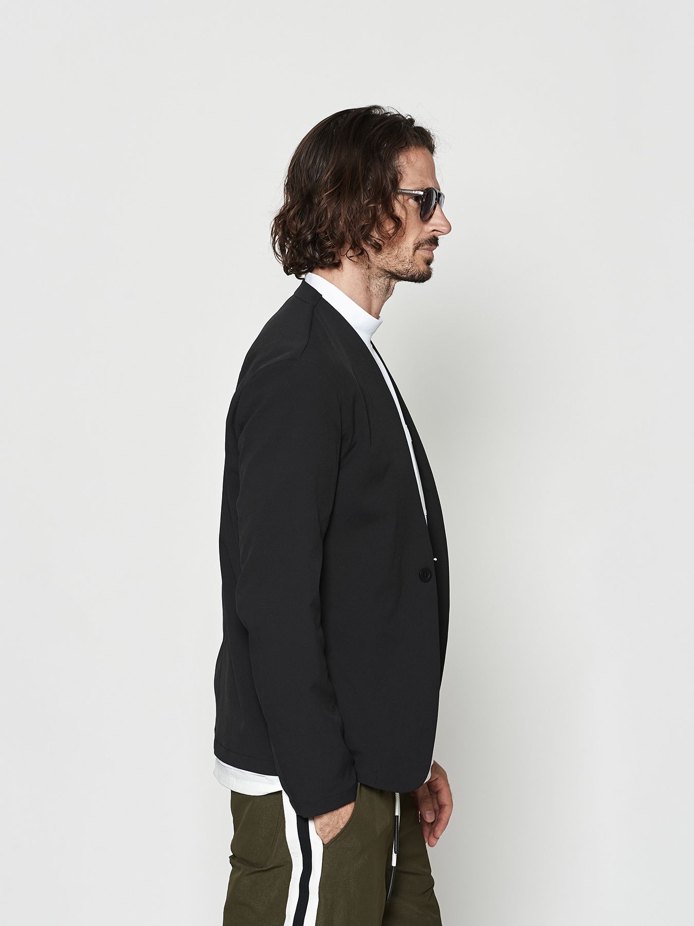 【予約品 10月9日(木) 締切】muta sweet no collar jacket / ノーカラージャケット / ブラック【Acanthus × muta MARINE】