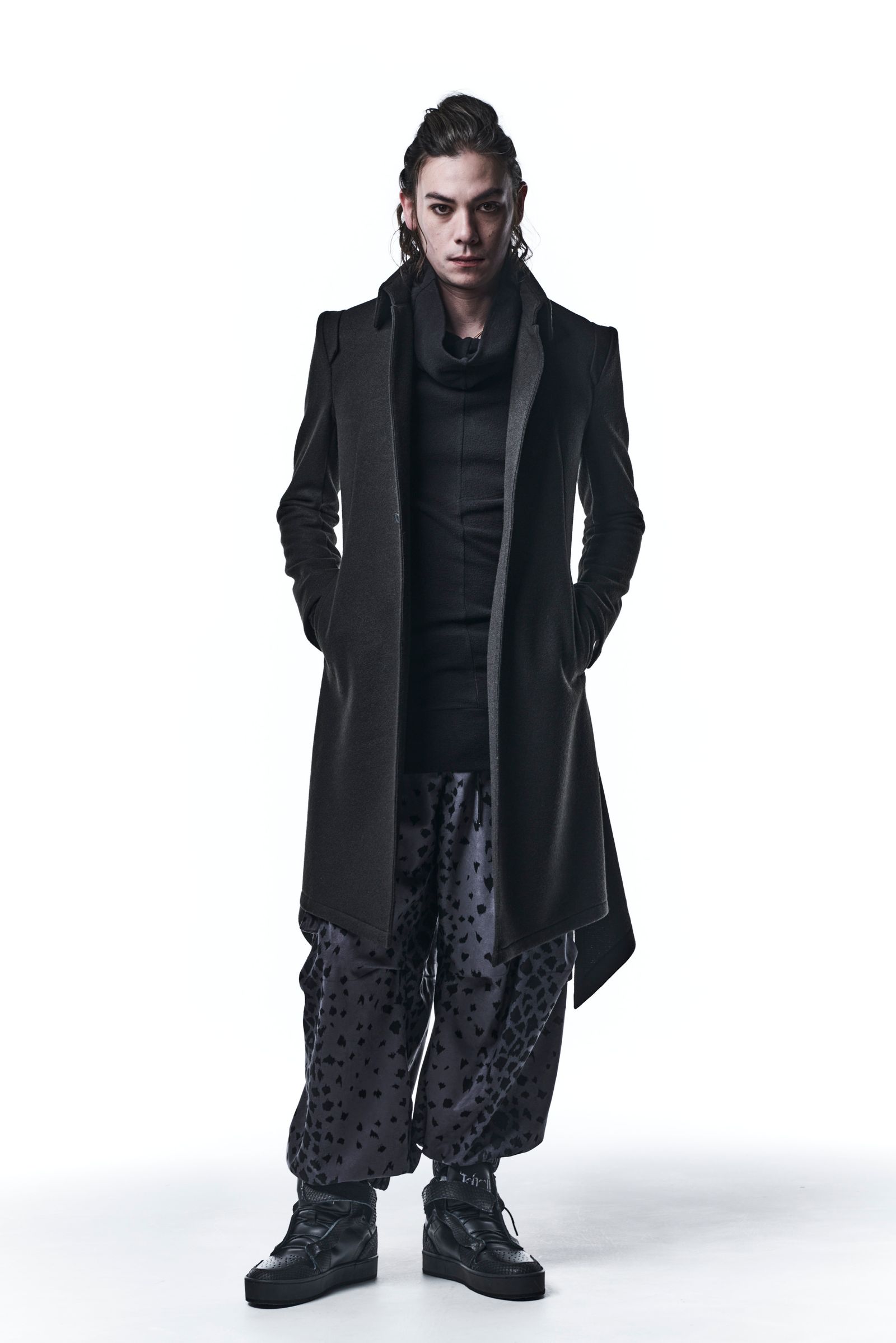 《予約品》 StandCollarFlareJacket テーラードジャケット KnitMelton / Black 【kiryuyrik】 11月入荷予定