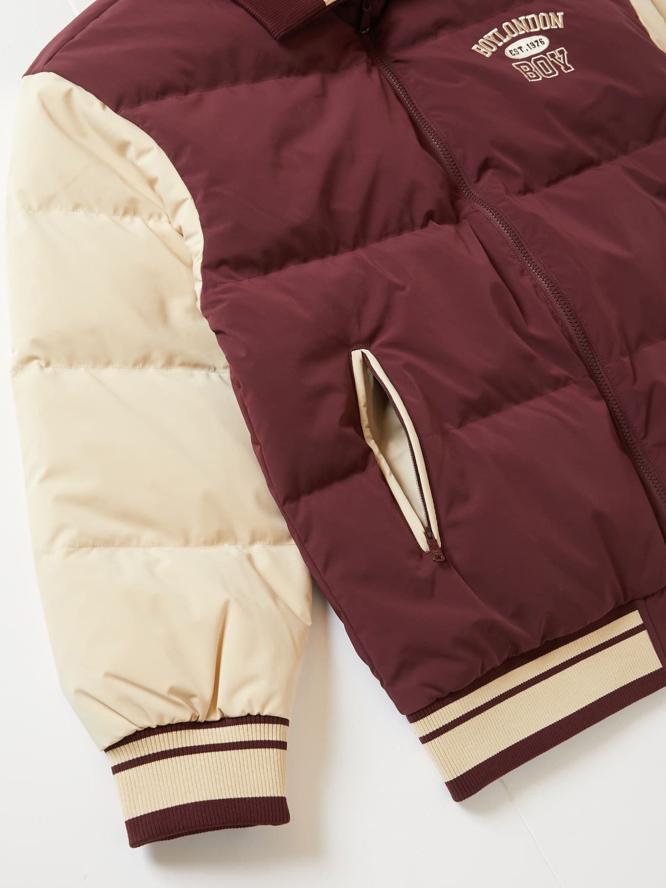 BOY STADIUM NYLON DOWN JACKET / スタジャン / ワイン